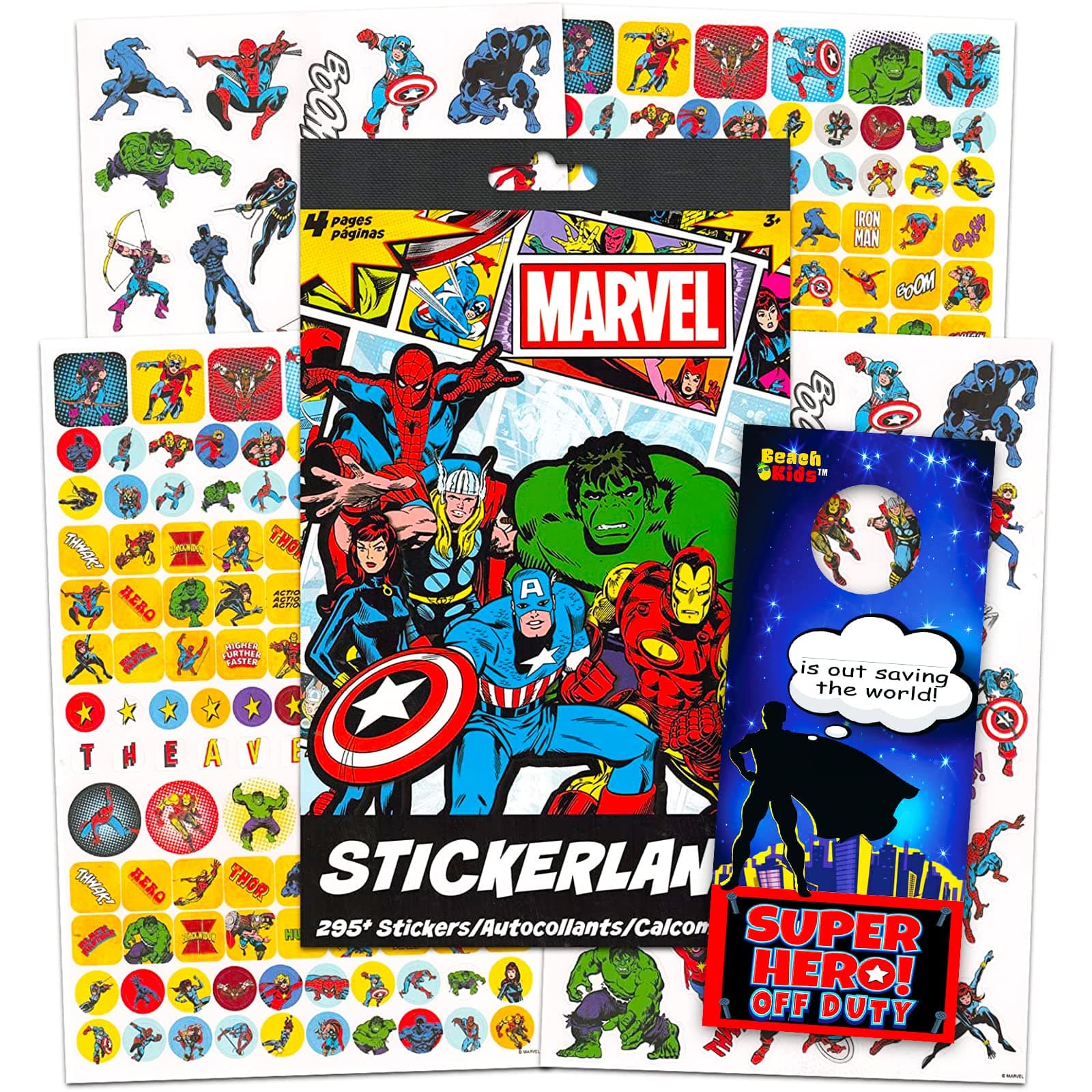 Avengers Sticker Book for Kids - 4 Sheets with Over 295 Stickers Crafts, Rewards, and More (Superhero Scrapbooking Sheets) Craft Supplies