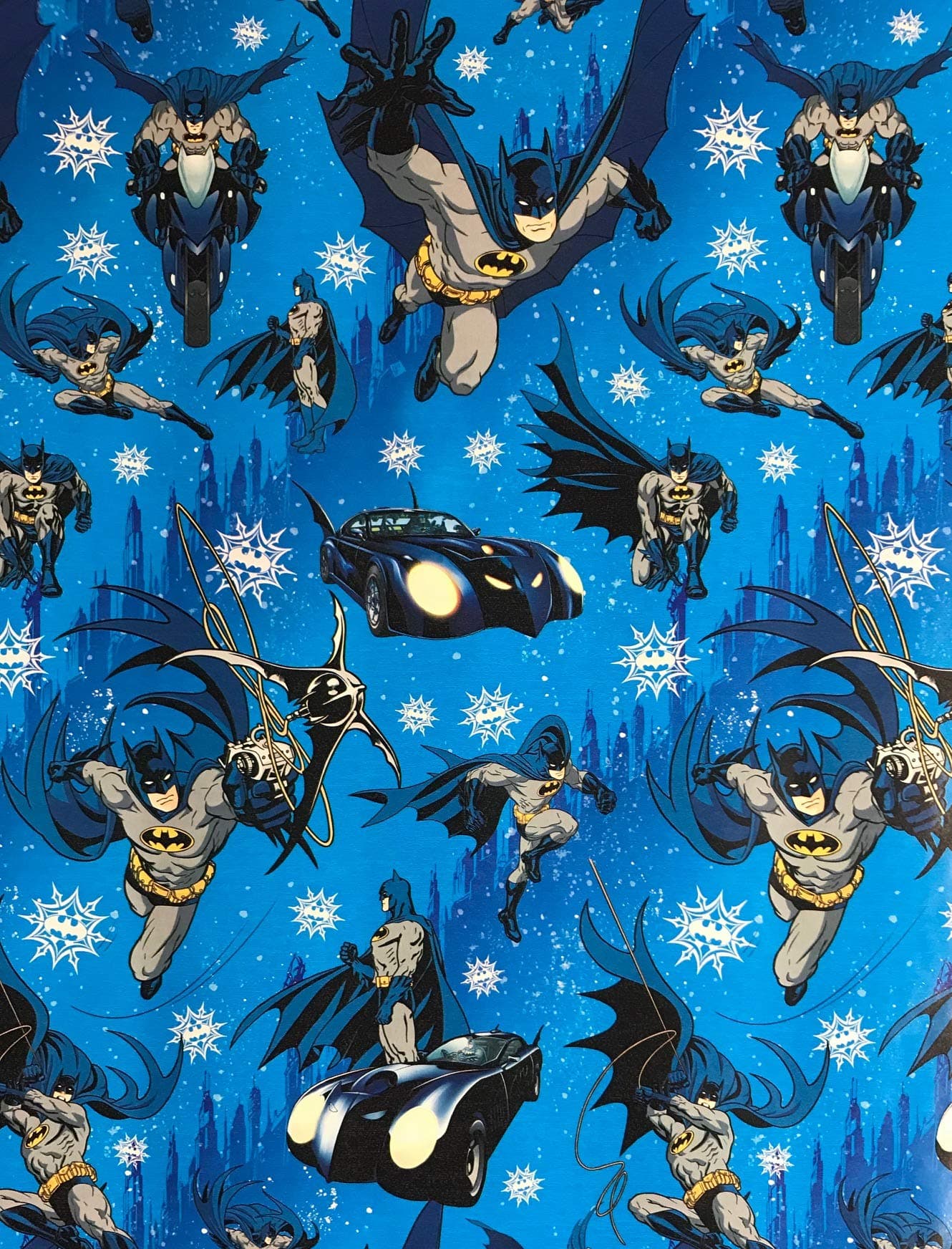 DC Comics Batman on Blue Wrapping Paper Gift Wrap (3.33 Feet Wide - 70 Sq Feet)
