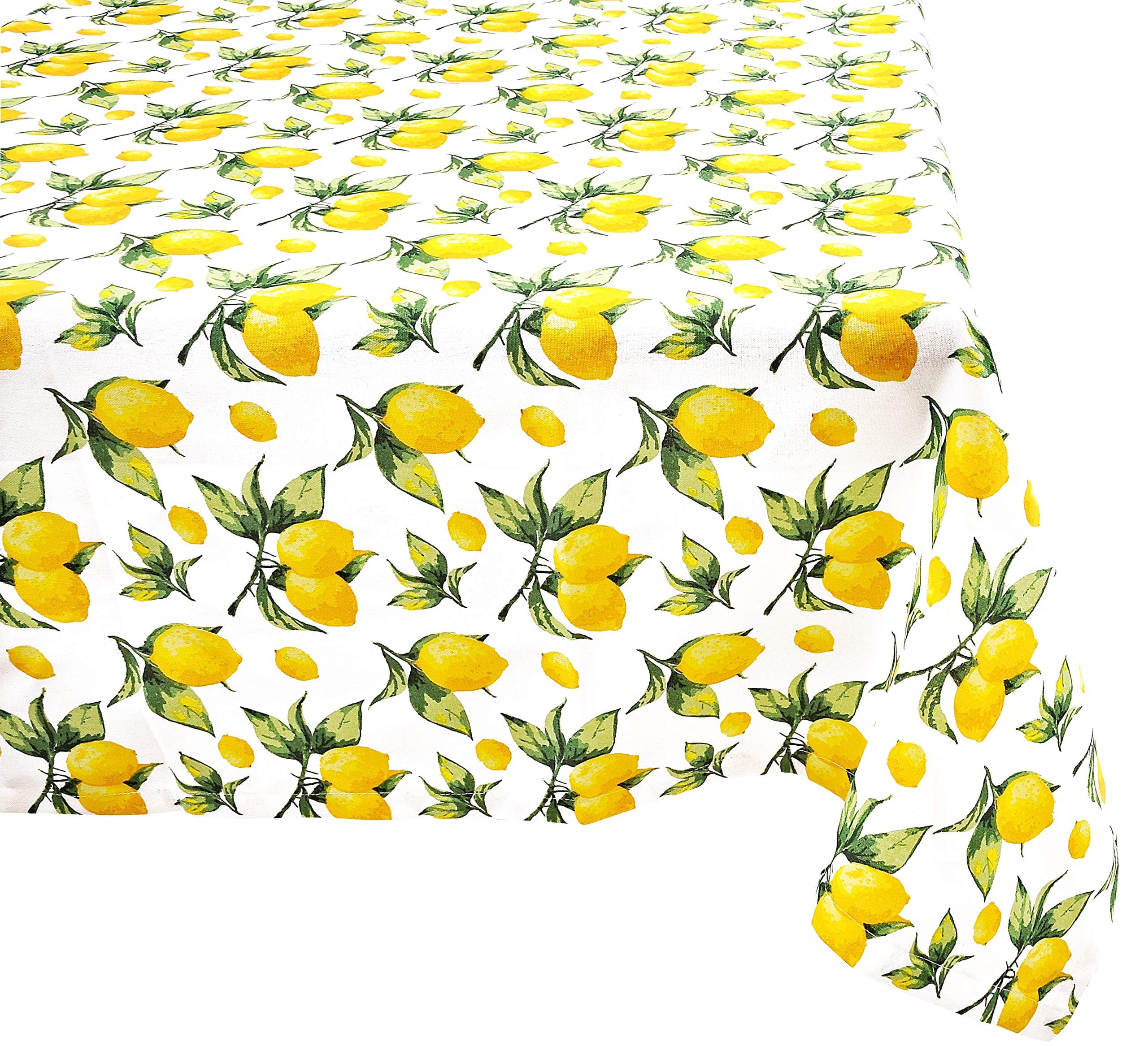 Yourtablecloth 100% Cotton Tablecloth –for Home, Restaurants, Cafés – Be it for Everyday Dinner Picnic or Occasions Like Easter, Summer, Spring(Lemon, 52x52 Square)