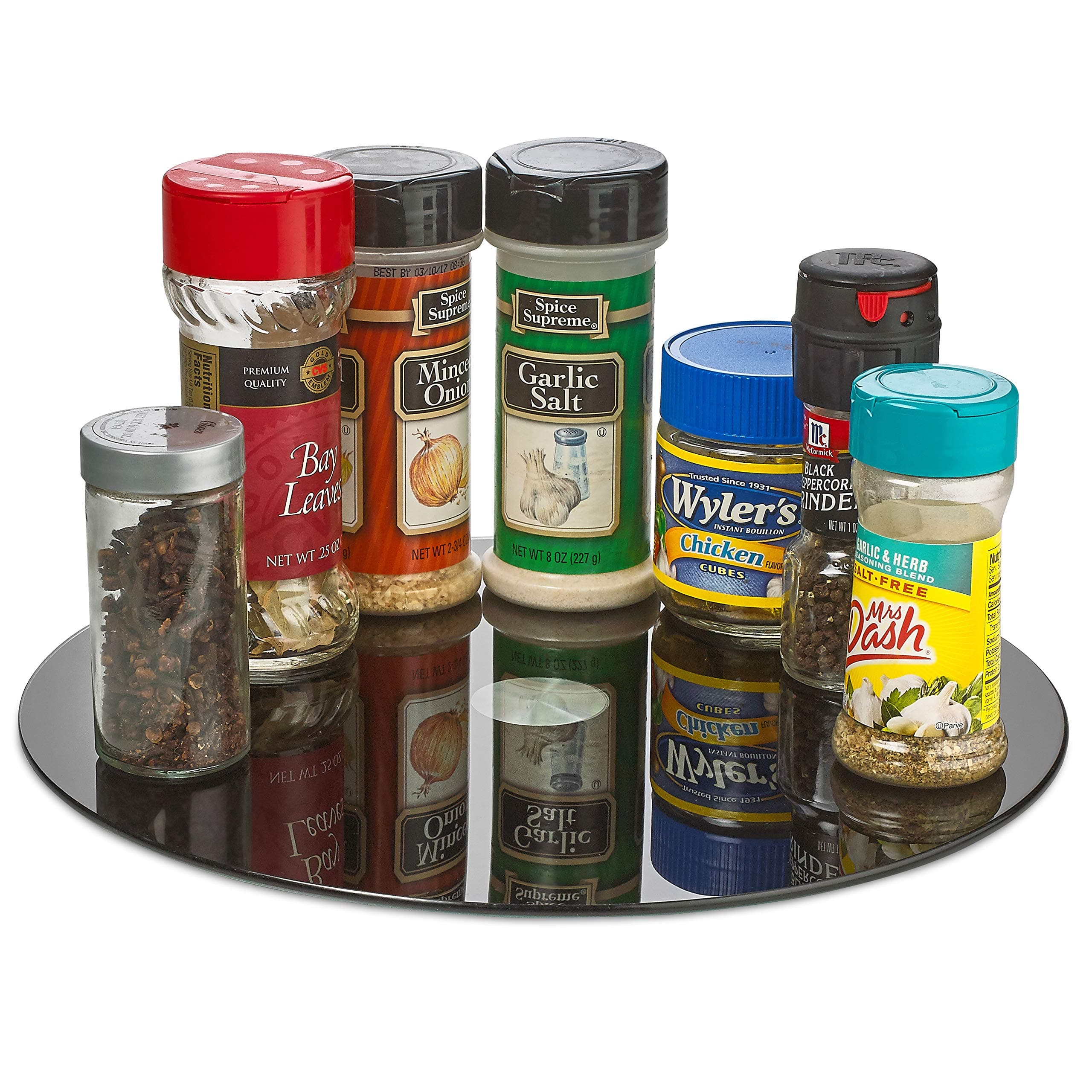 12 Inch Round Lazy Susan Turntable, Tempered Glass, Black