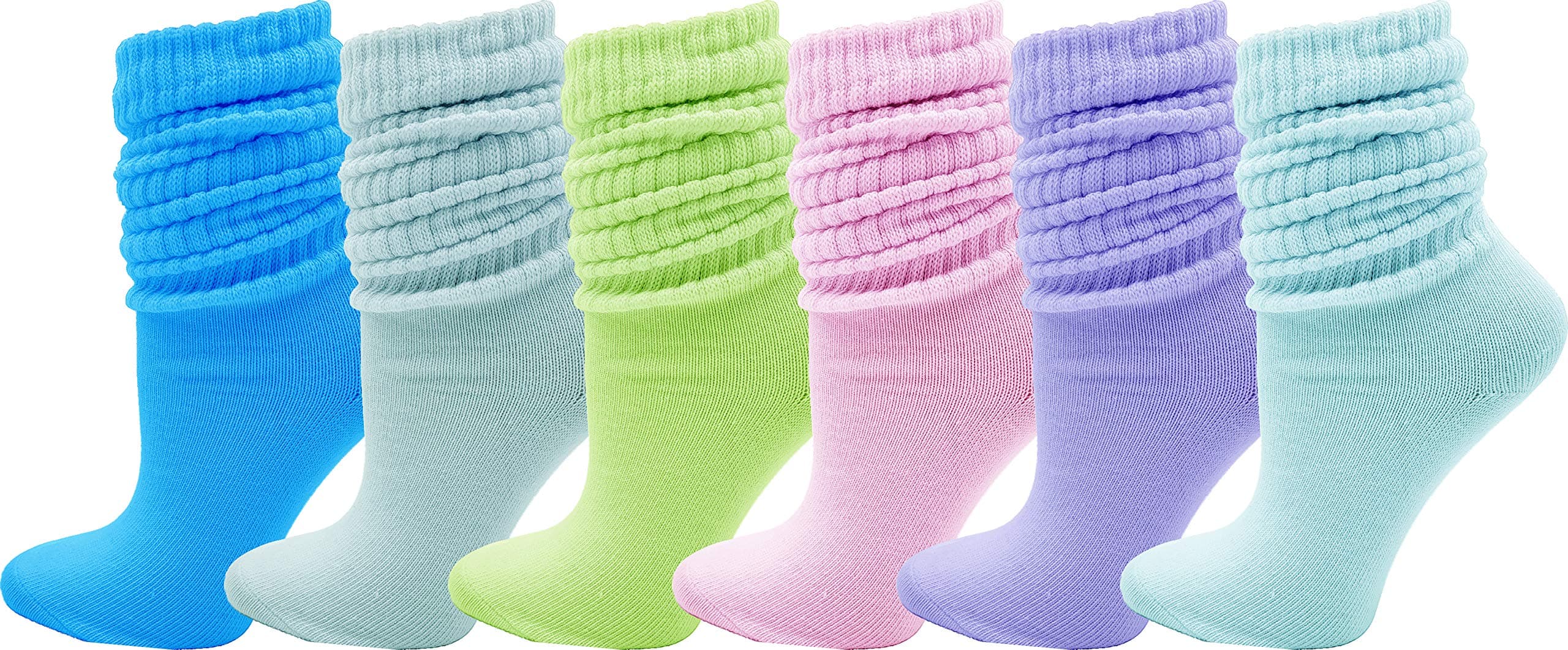 Winterlace6 Pairs Slouch Socks for Women, Soft Extra Long Scrunch Knee High Sock, Bulk Pack