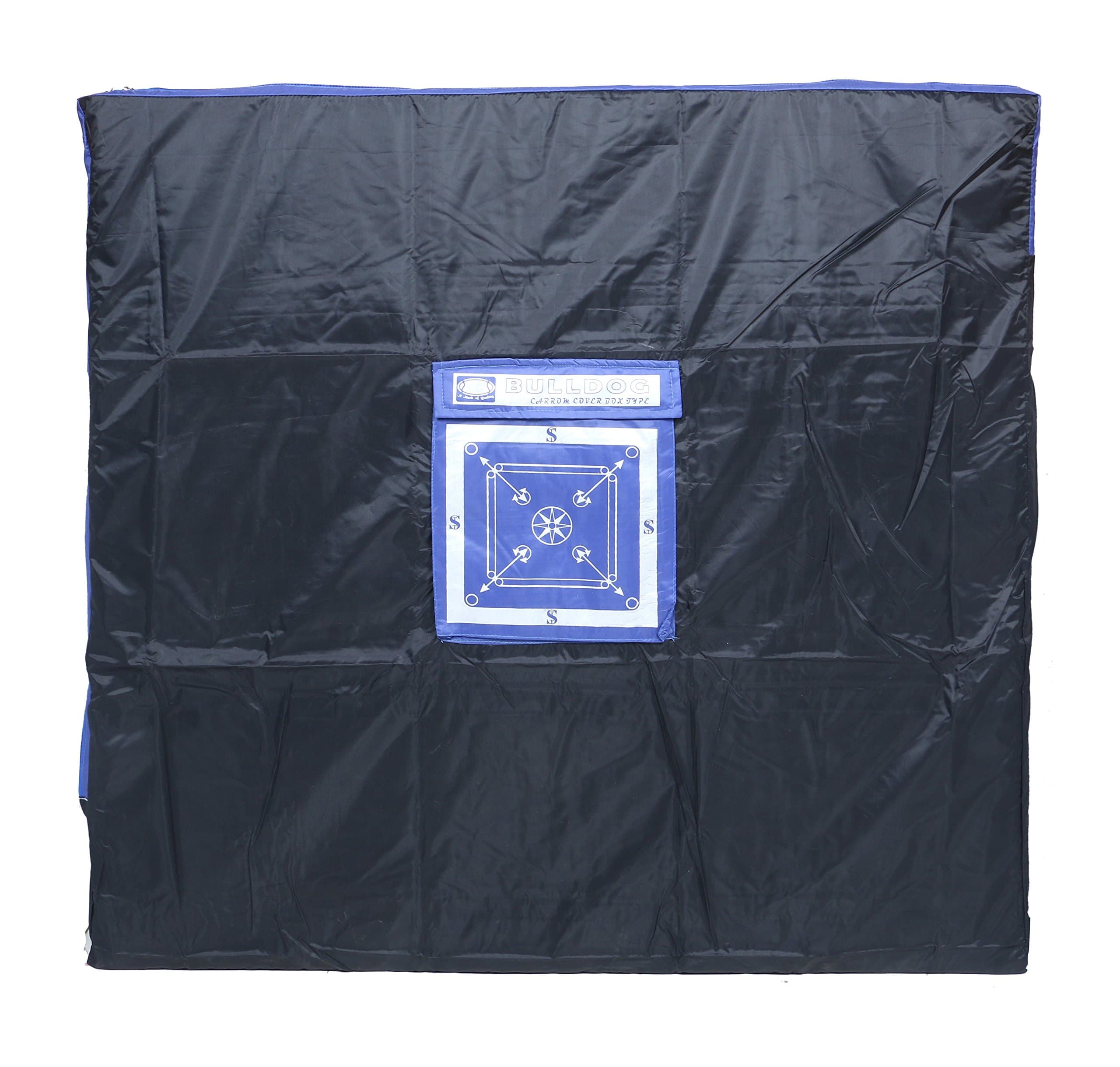 Polyester Kids Carrom Board Cover Champion Board Quality Full Cover With Extra Pocket For Coins, Striker & Powder (Champion),Black