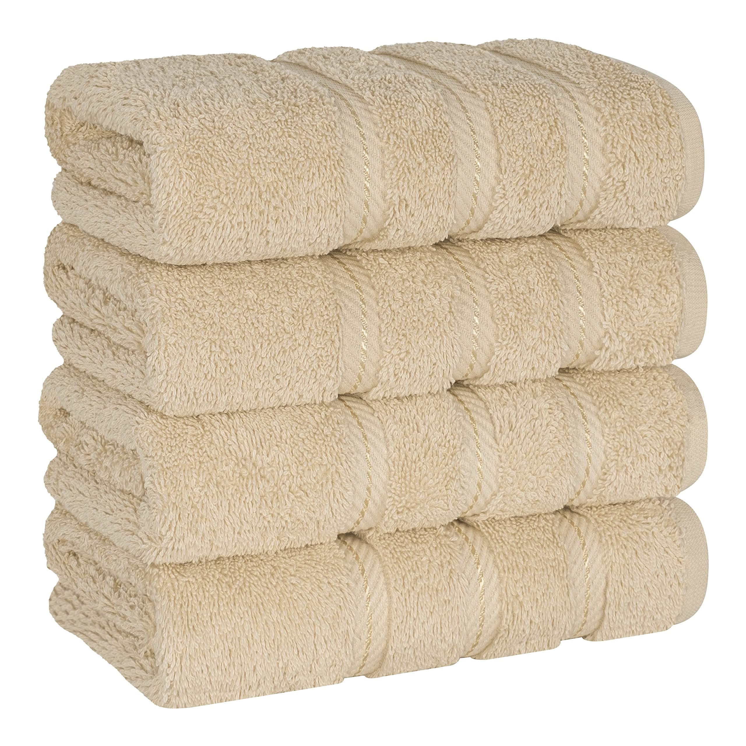 Luxury Hand Towels for Bathroom, 100% Cotton Turkish 4 Piece Hand Towel Set, 600 GSM Hand Face Towels for Kitchen, Beige Hand Towels
