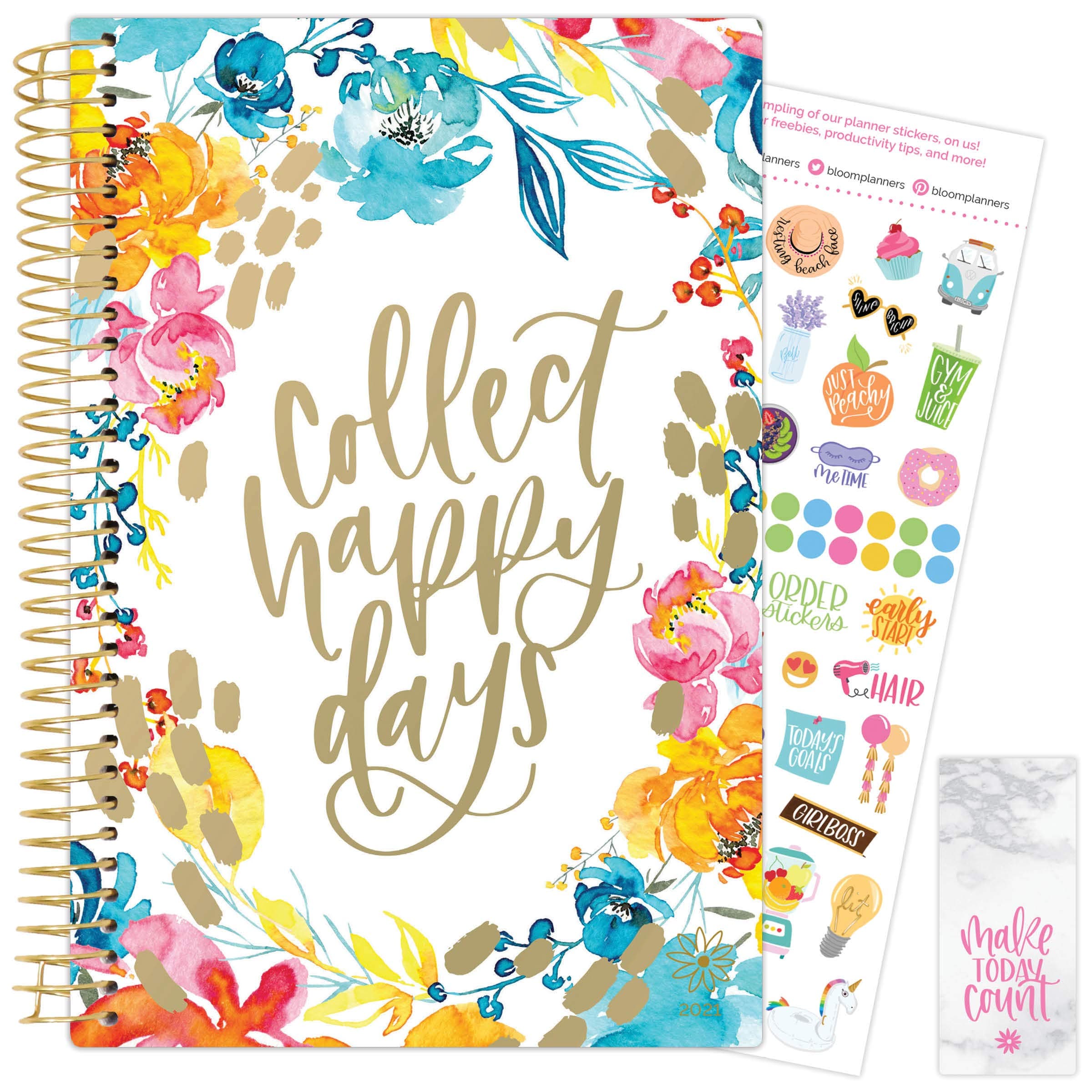 bloom daily planners 2021 Calendar Year Day Planner (January 2021 - December 2021) - 6” x 8.25” - Weekly/Monthly Agenda Organizer Book with Stickers & Bookmark - Collect Happy Days