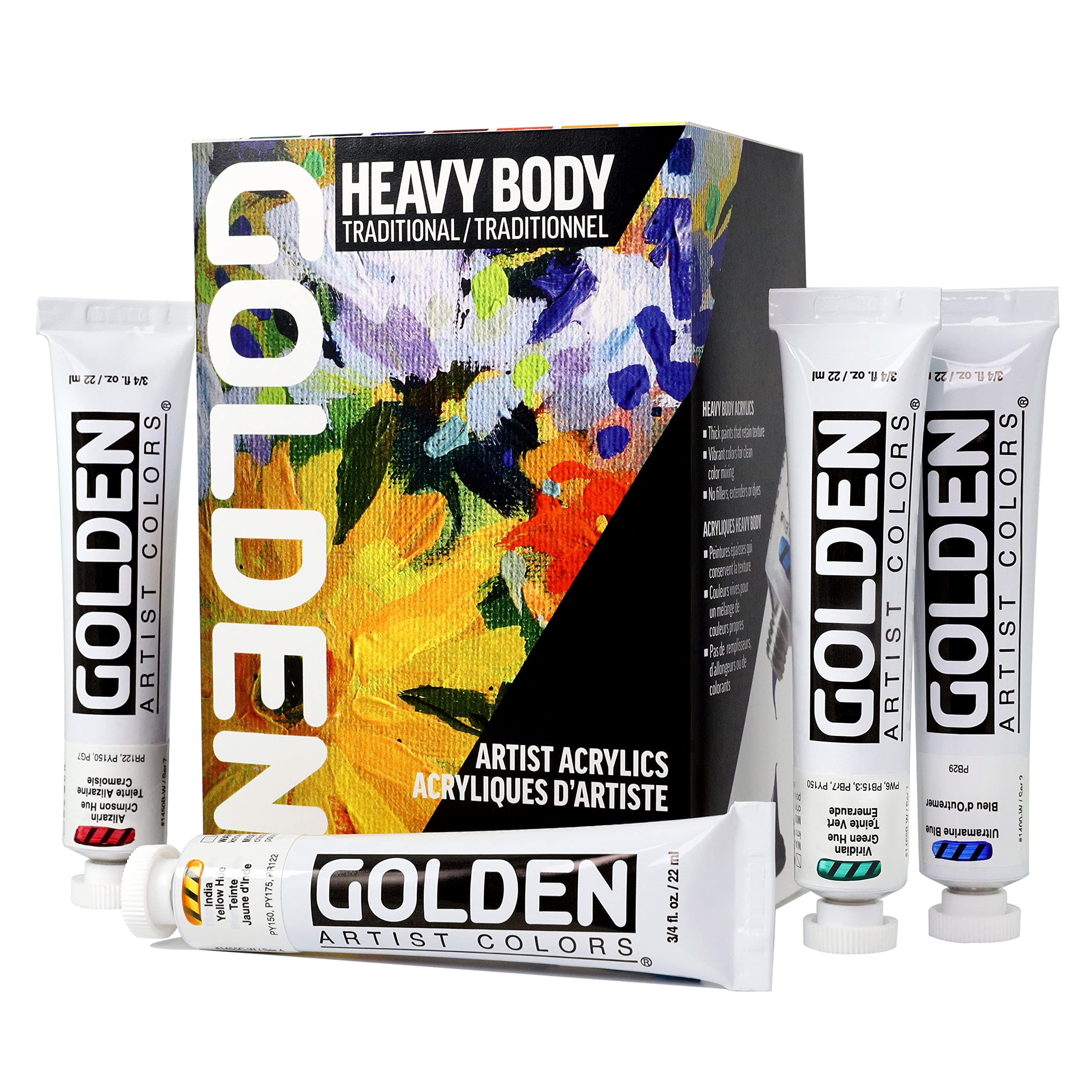 Golden Artist Colors, Heavy Body Acrylics, 10-Color Traditional Set, 0000947-0