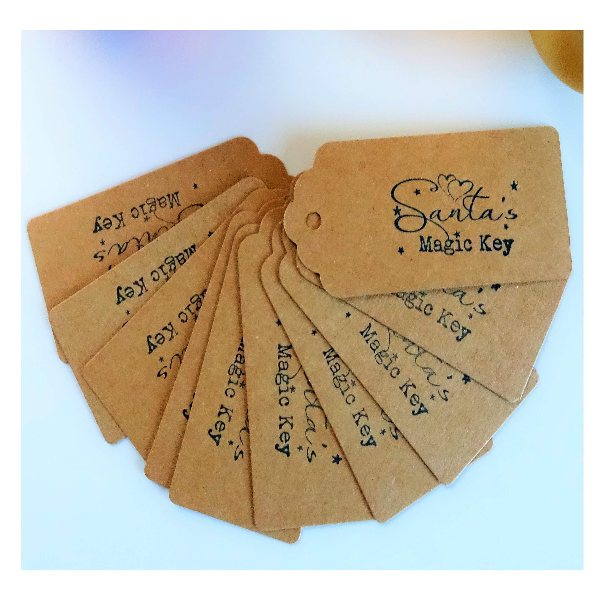 Santa Key Tags – Santa’s Magic key Tags - Father Christmas Key Kraft Labels- Tradition For Homes with no chimney- Handmade Christmas Eve Children’s craft activity (25)