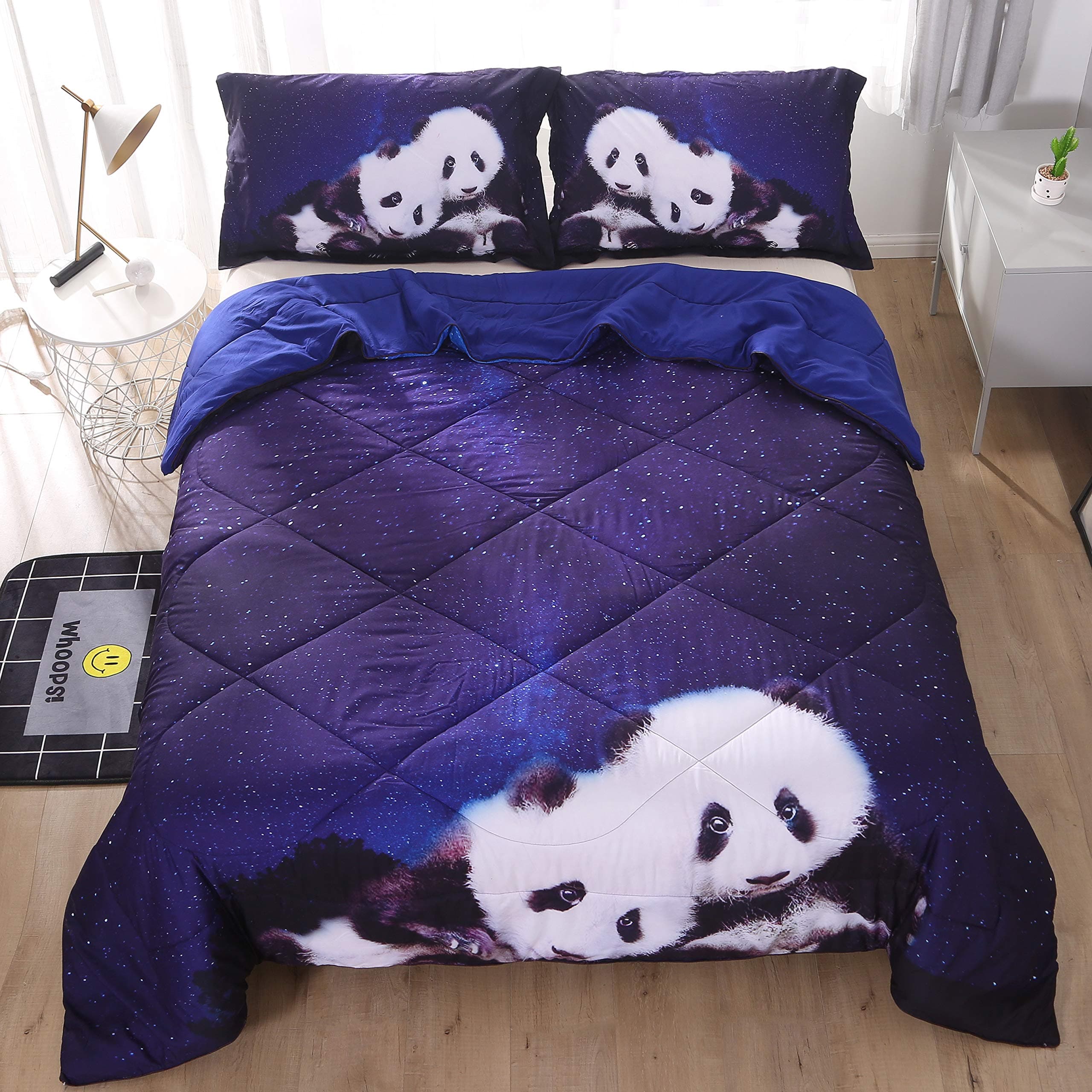 Beddinginn  3-Pieces Quilt Bedding Sets for KidsTencel Cotton 3-Piece Comforter Sets with 1 Comforter 2 Pillowcases (Panda, Twin)