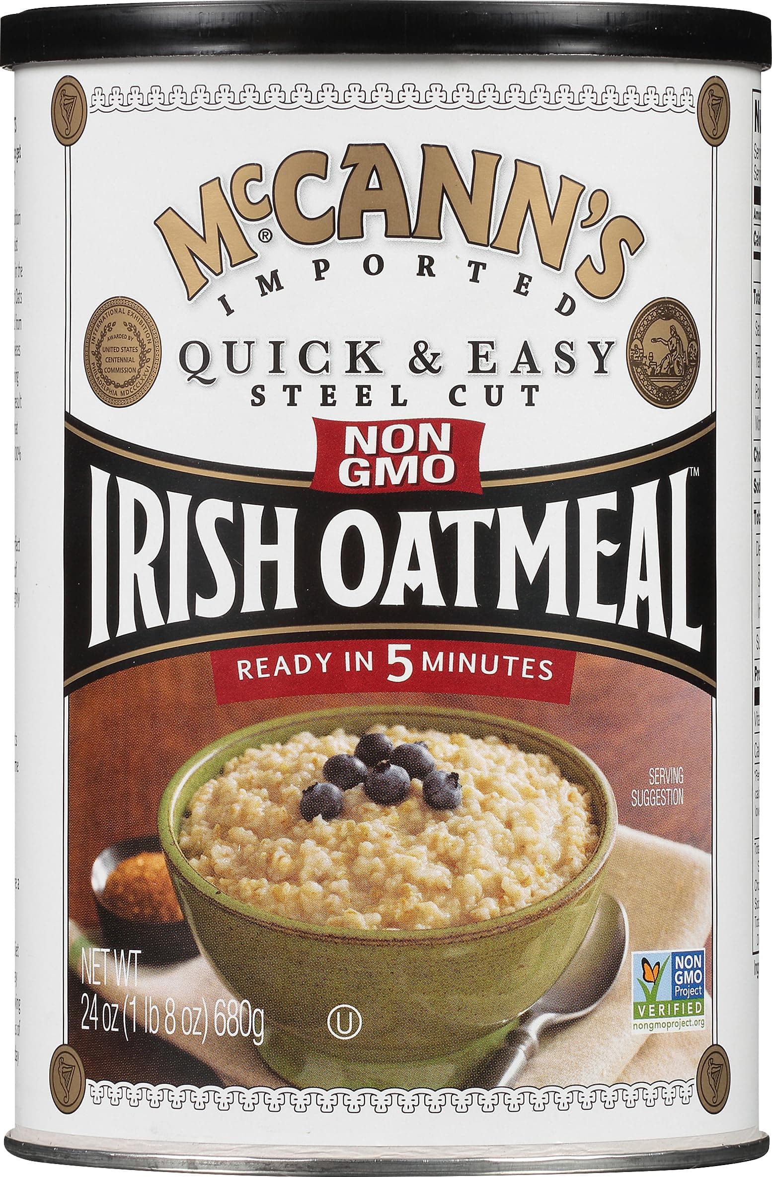 Irish Oatmeal, Oatmeal,Steel Cut Canist 24 Oz