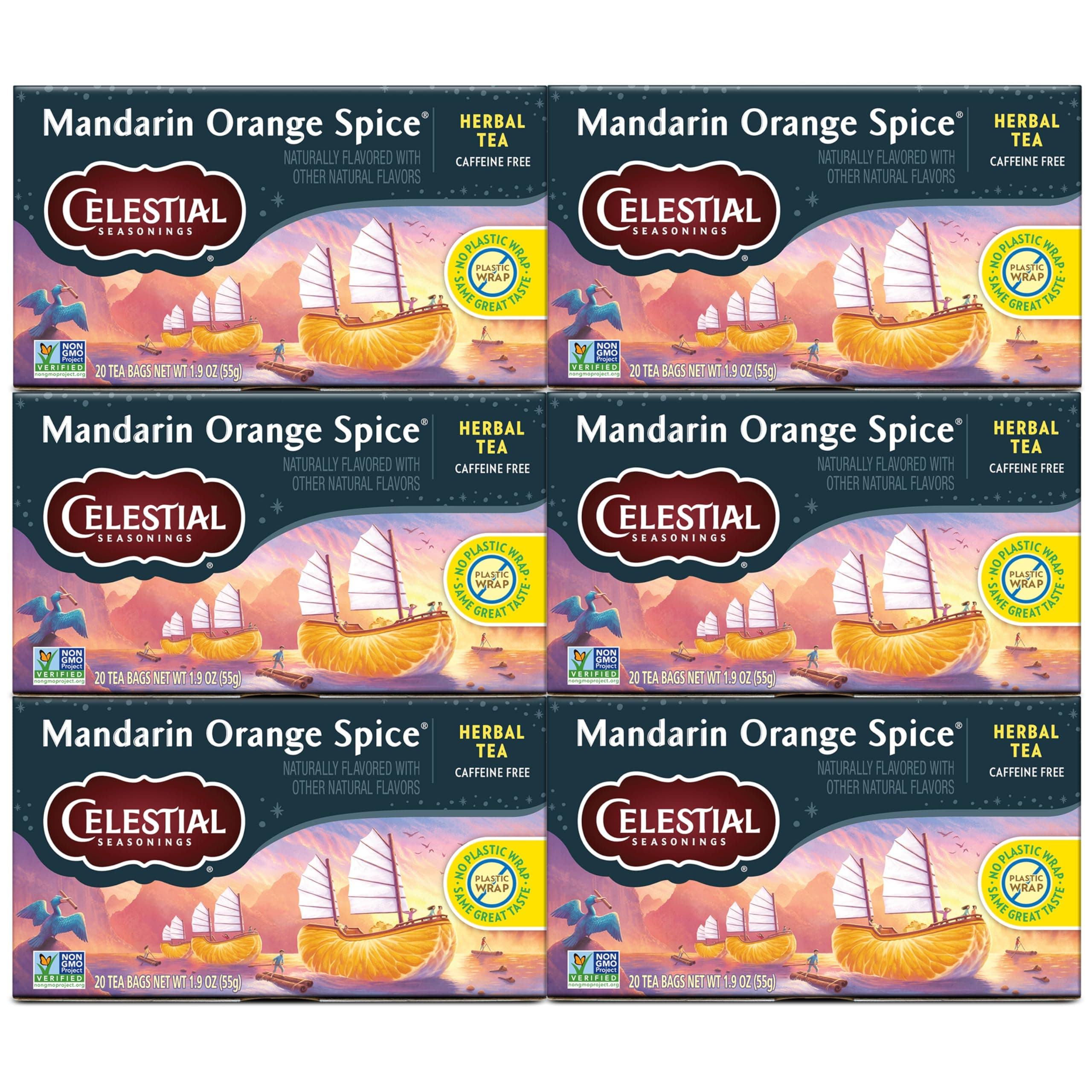 Herbal Tea, Mandarin Orange Spice, 20 Count (Pack of 6)