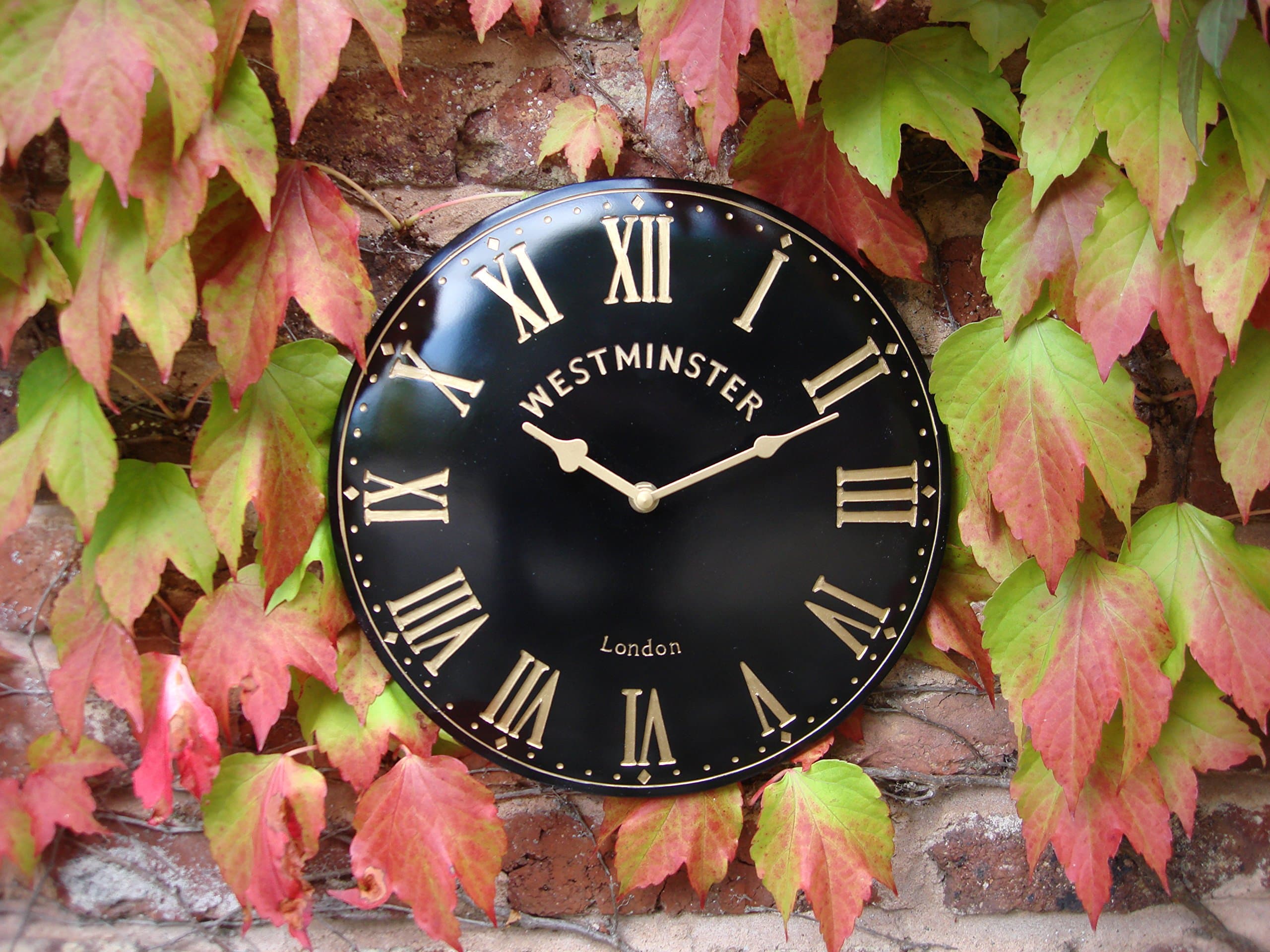 Outdoor indoor black Garden Wall Clock Hand Painted church clock 38cm
