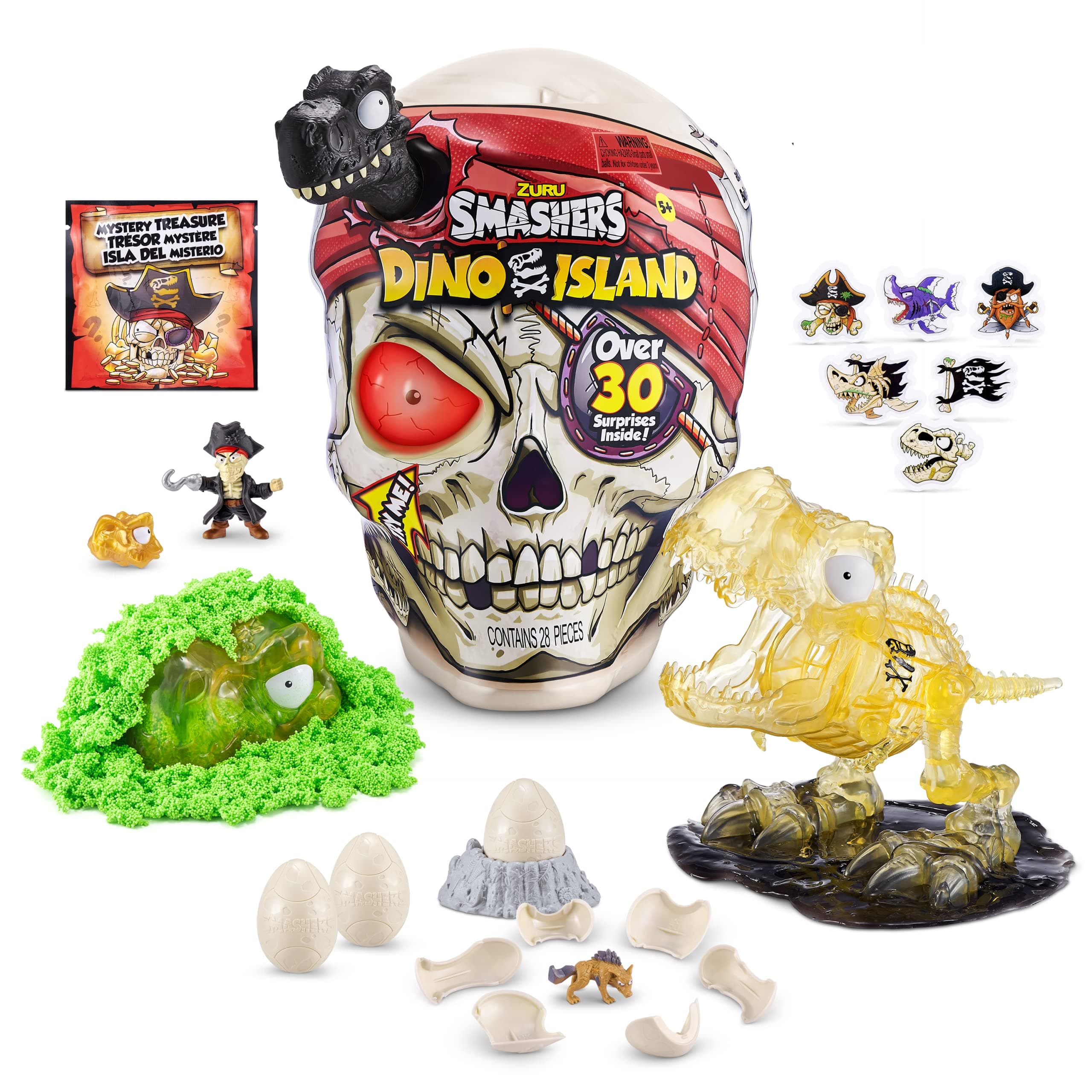 Smashers Dino Island Surprise Egg, Giant Skull, T-Rex, Dinosaur Collectible Toy, Explorer's Kit, Dinosaur Slime (T-Rex)