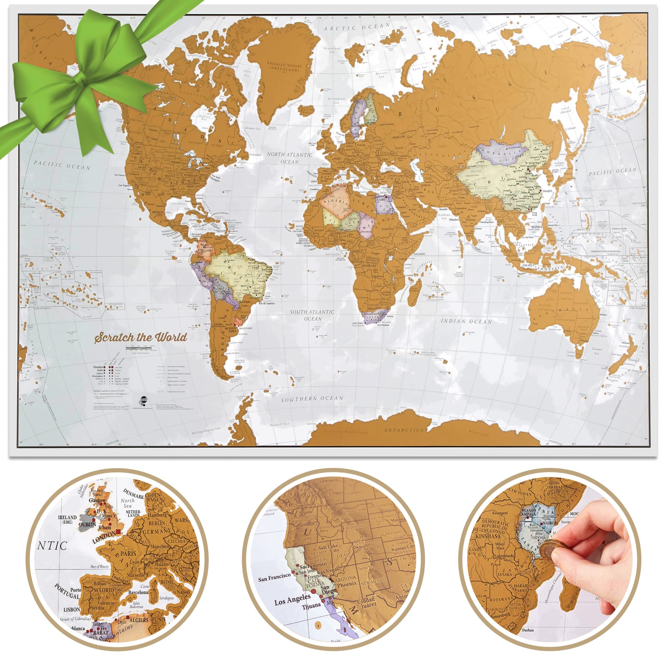 Maps International Scratch The World Travel Map ââ‚¬â€œ Scratch Off World Map Poster ââ‚¬â€œ Most Detailed Cartography - 33 x 23