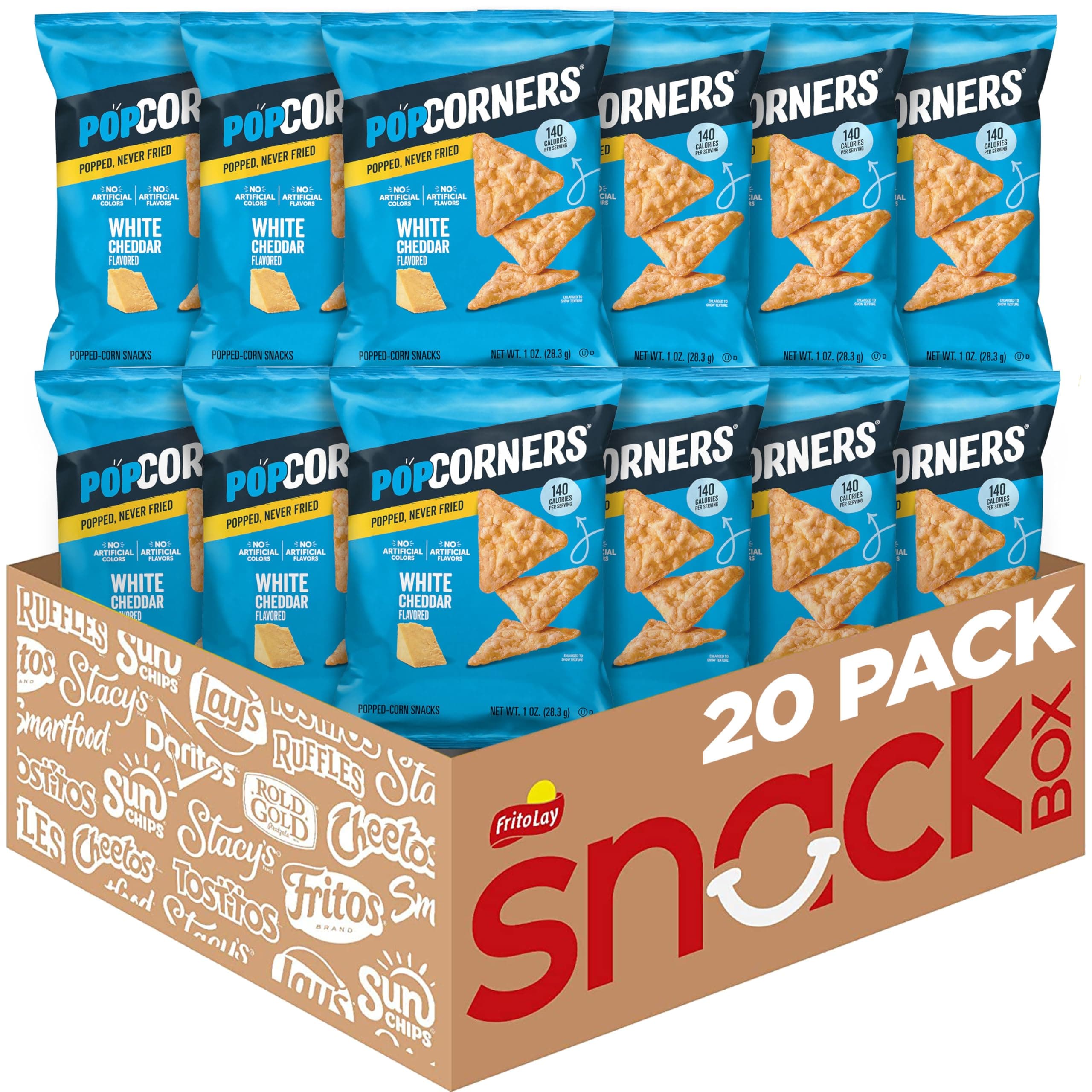 Popped Corn Snacks, White Cheddar, 1 Ounce (Pack of 20) (Packaging May Vary)