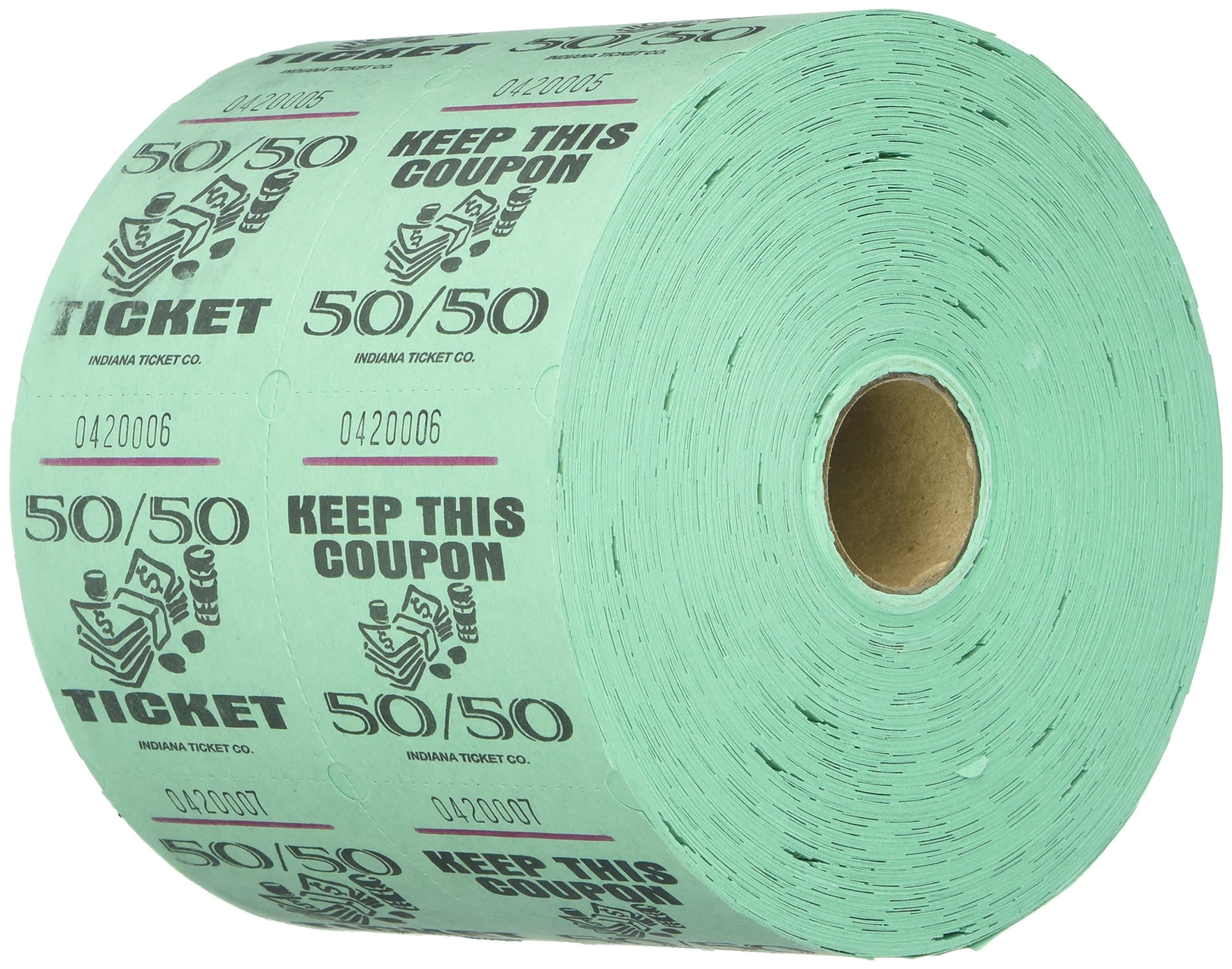 Green 50/50 Raffle Tickets : roll of 1000
