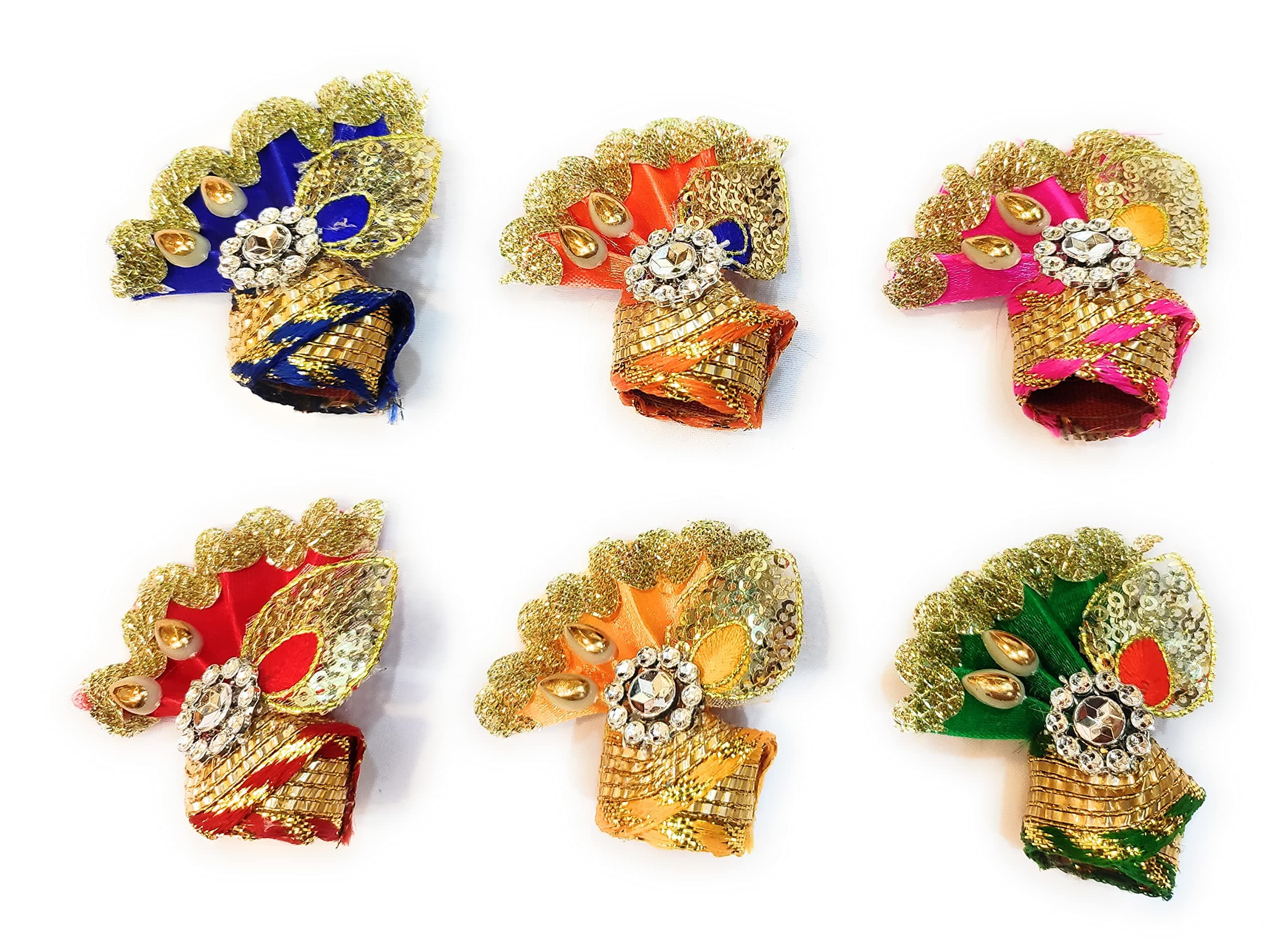 Poshak Posak Bal Gopal Krishna Laddu Gopal Pagdi Mukut Set Combo-6 | Bhagwan Vastra Dress (Size no-0)