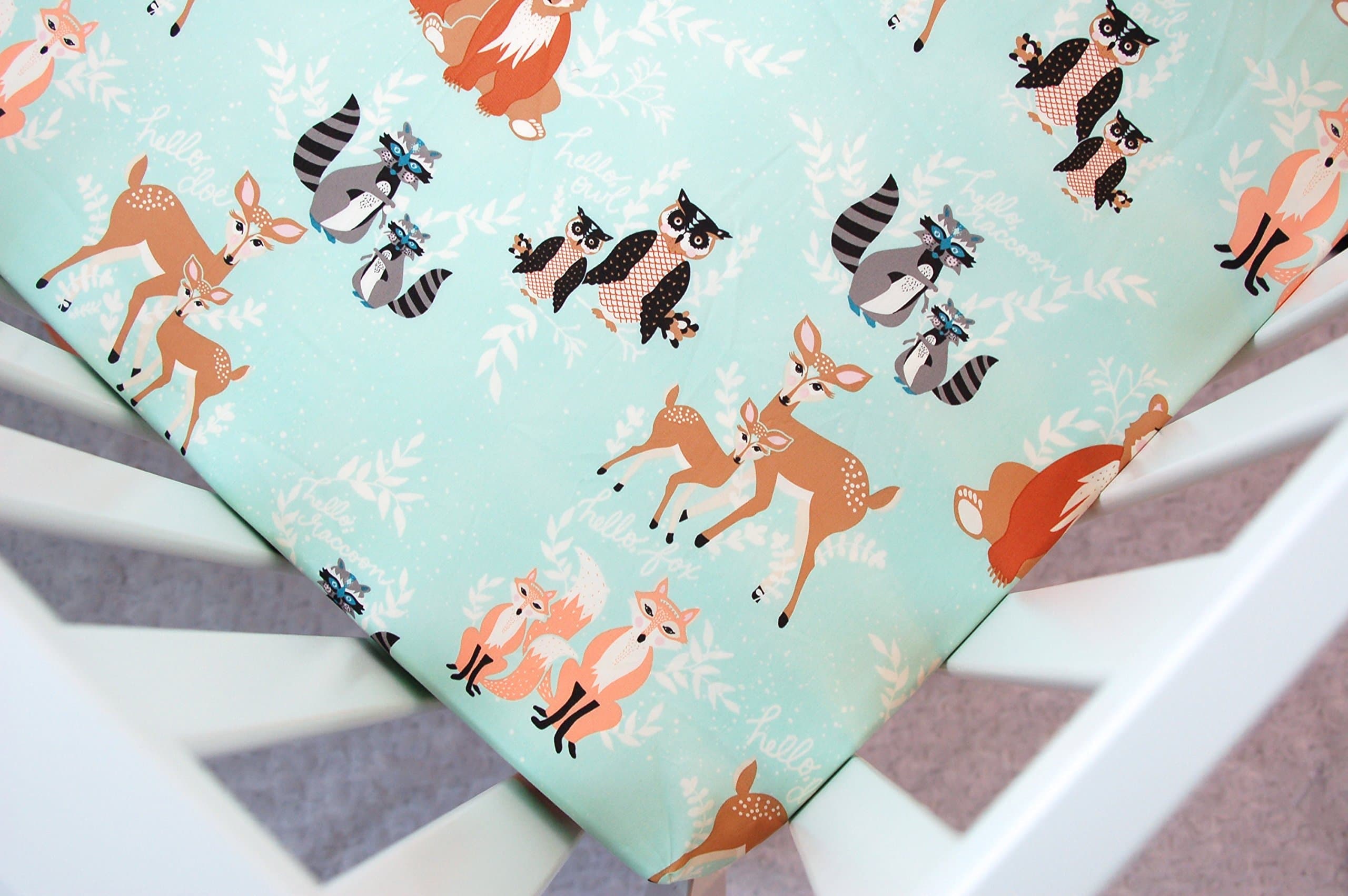 Little Moose by Liza Handmade Sheet Made to Fit Stokke Sleepi Crib in Hello Meadow (Mint Woodland Animals). This Sheet was Not Created or Sold by Stokke.