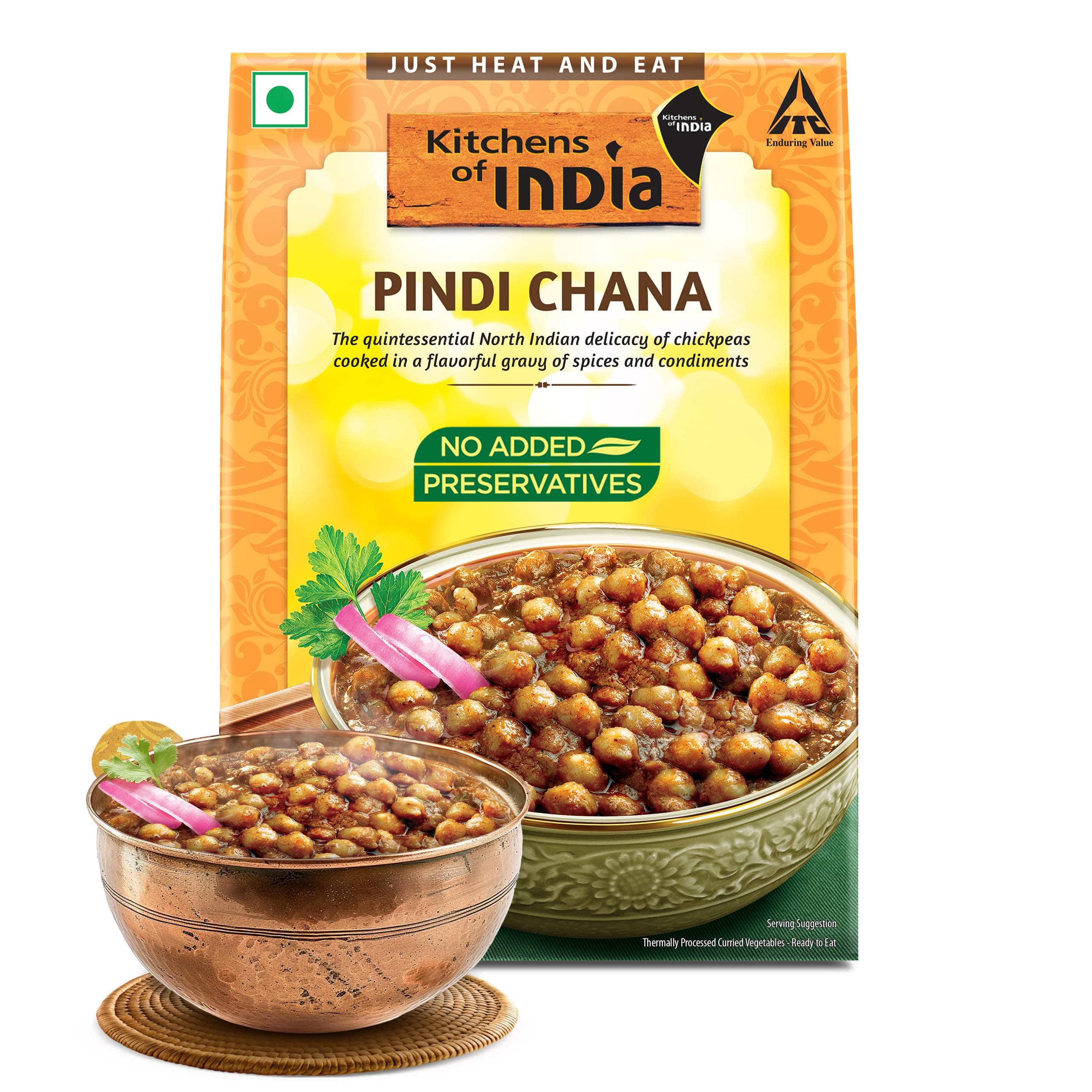 Kitchens Of India Pindi Chana, ITC Ready to Eat Indian Food, Just Heat and Eat, Microwavable, 285 Gram