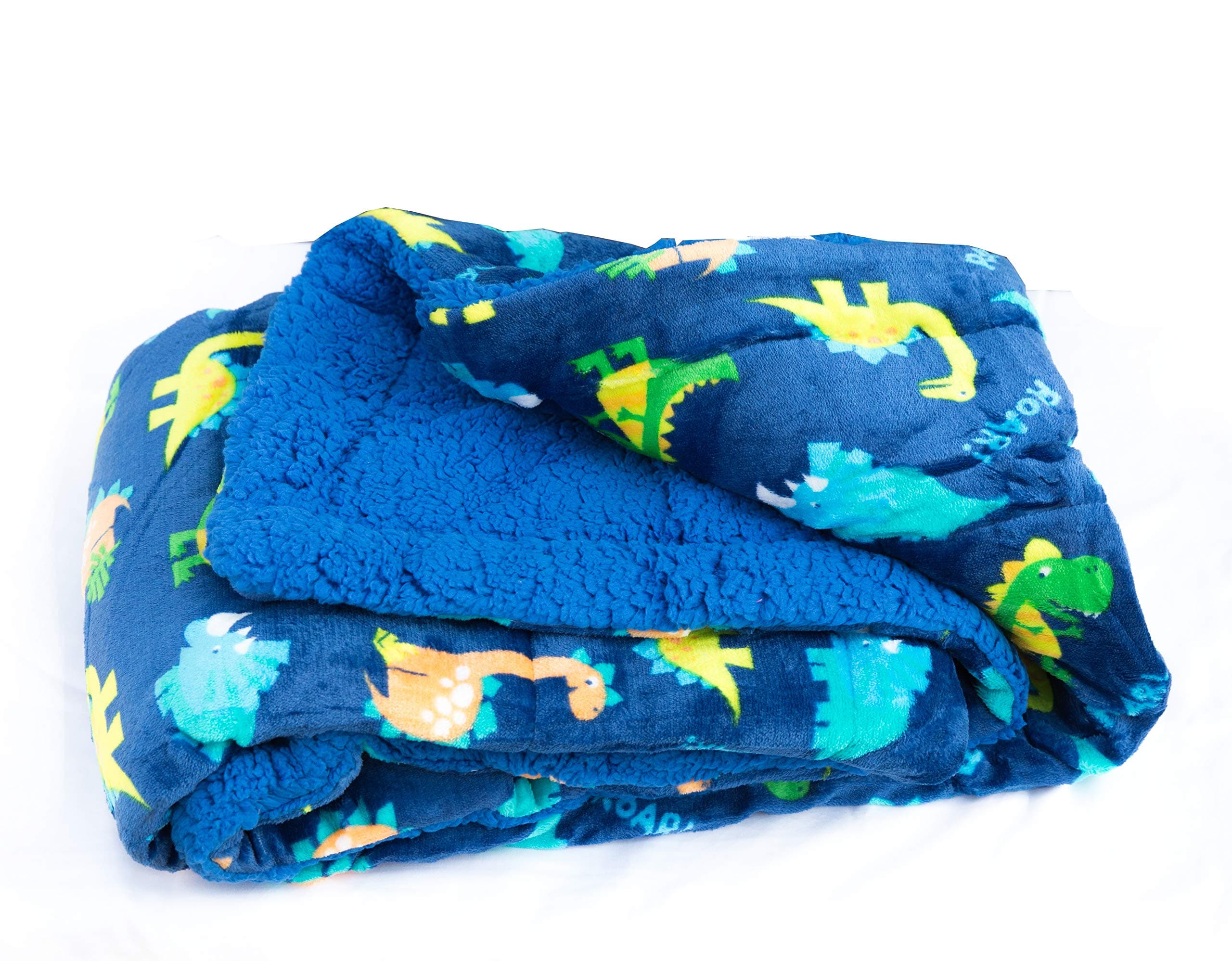 Kids Soft & Warm Sherpa Baby Toddler Boy Sherpa Blanket Dark Blue Navy Dinosaurs Printed Borrego Stroller or Toddler Bed Blanket Plush Throw 40X50# Dinosaur Navy