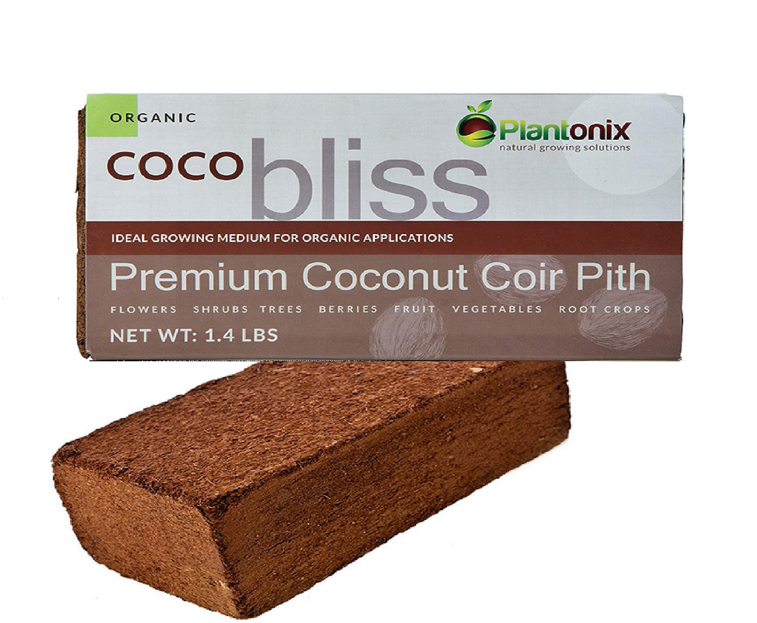 Plantonix Coco Bliss Premium Organic Coconut Coir Pith 650 Gram Bricks for Home Gardening, Potted Plants, Landscaping, and More (20 Pack)