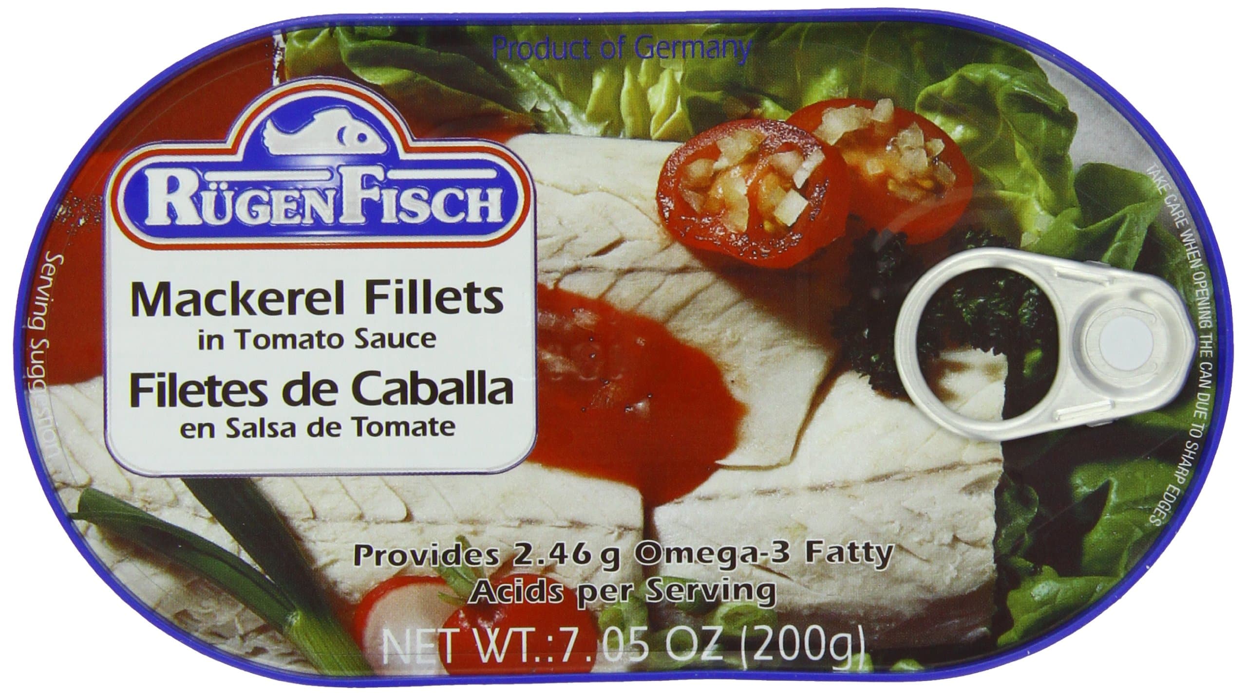 RügenFisch Mackerel Fillets in Tomato Sauce, 7.05 Ounce