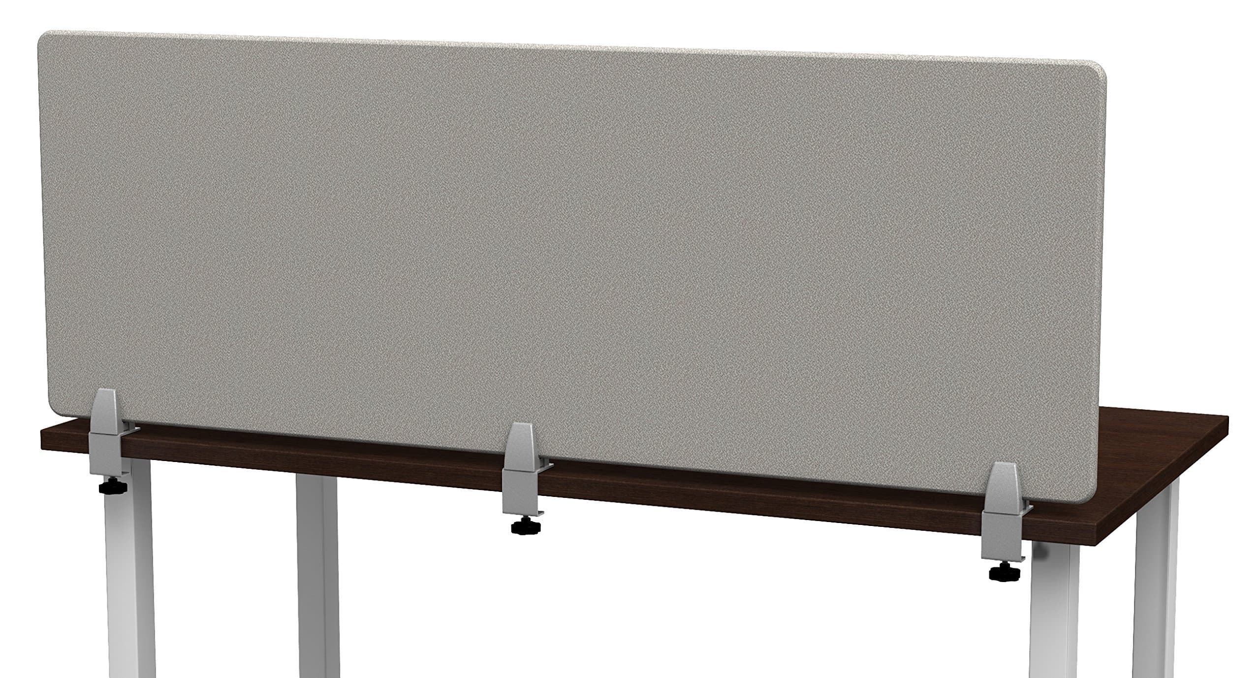 Merge Works Clamp on 60 x 22 Acoustical Desktop Privacy Panel in Gray Fabric, Tackable Desk Divider