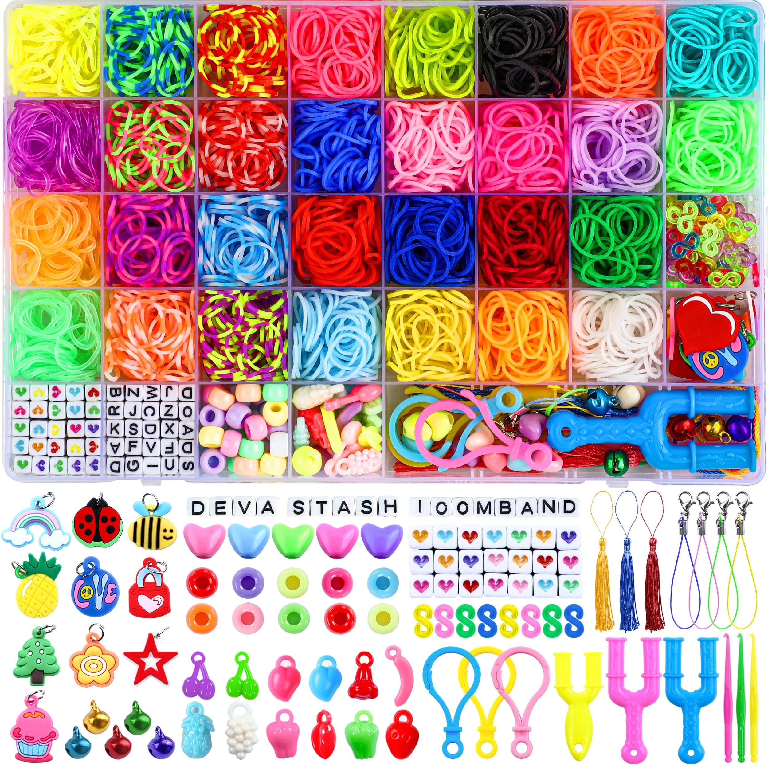 2800+ Loom Bands Kit, 30 Colours Loom Band Kits for Girls Includes Clips, Charms, Beads and All Accessories, DIY Friendship Bracelet Making Kits, Craft Kits, Perfect Birthday, Halloween