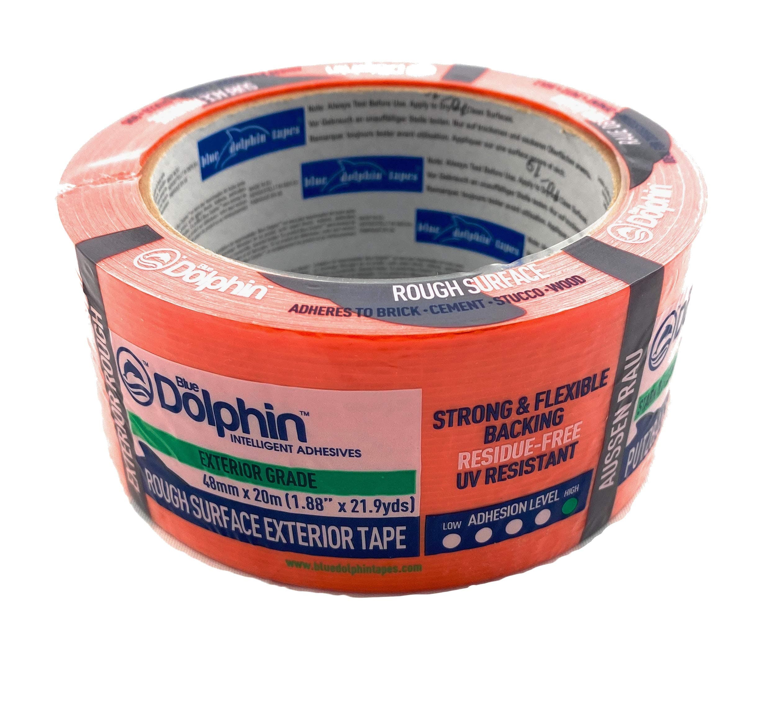 Heavy Duty Rough Surface Exterior Masking Tape Clean Peel UV Resistant, Orange 48mm x20m (5)