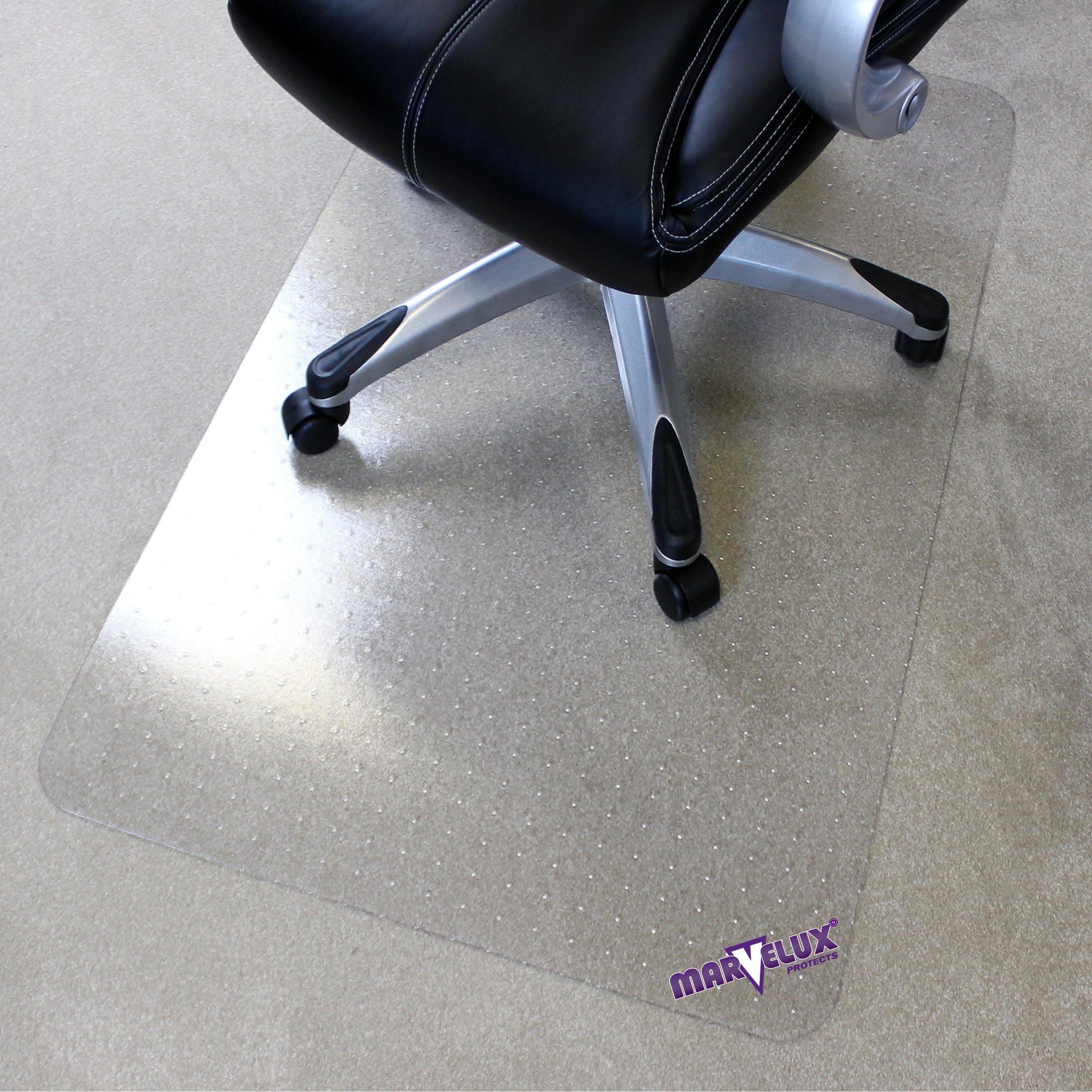 Marvelux Office Chair Mat for Carpeted Floors, Heavy Duty Polycarbonate for Medium Pile Carpets, Rectangular 48" x 51" Clear Office Chair Carpet Protector