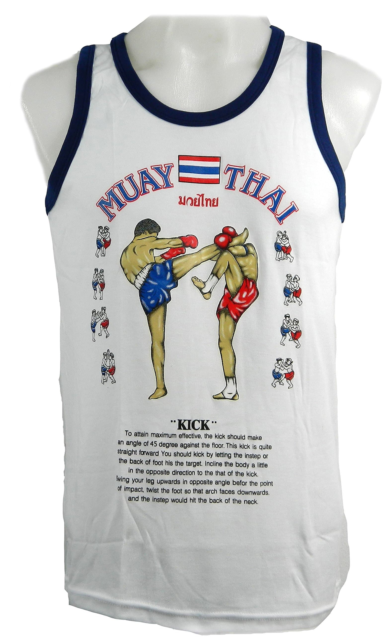 Muay Thai Men's Sport Running Singlet Tank Tops T-shirt White Size L