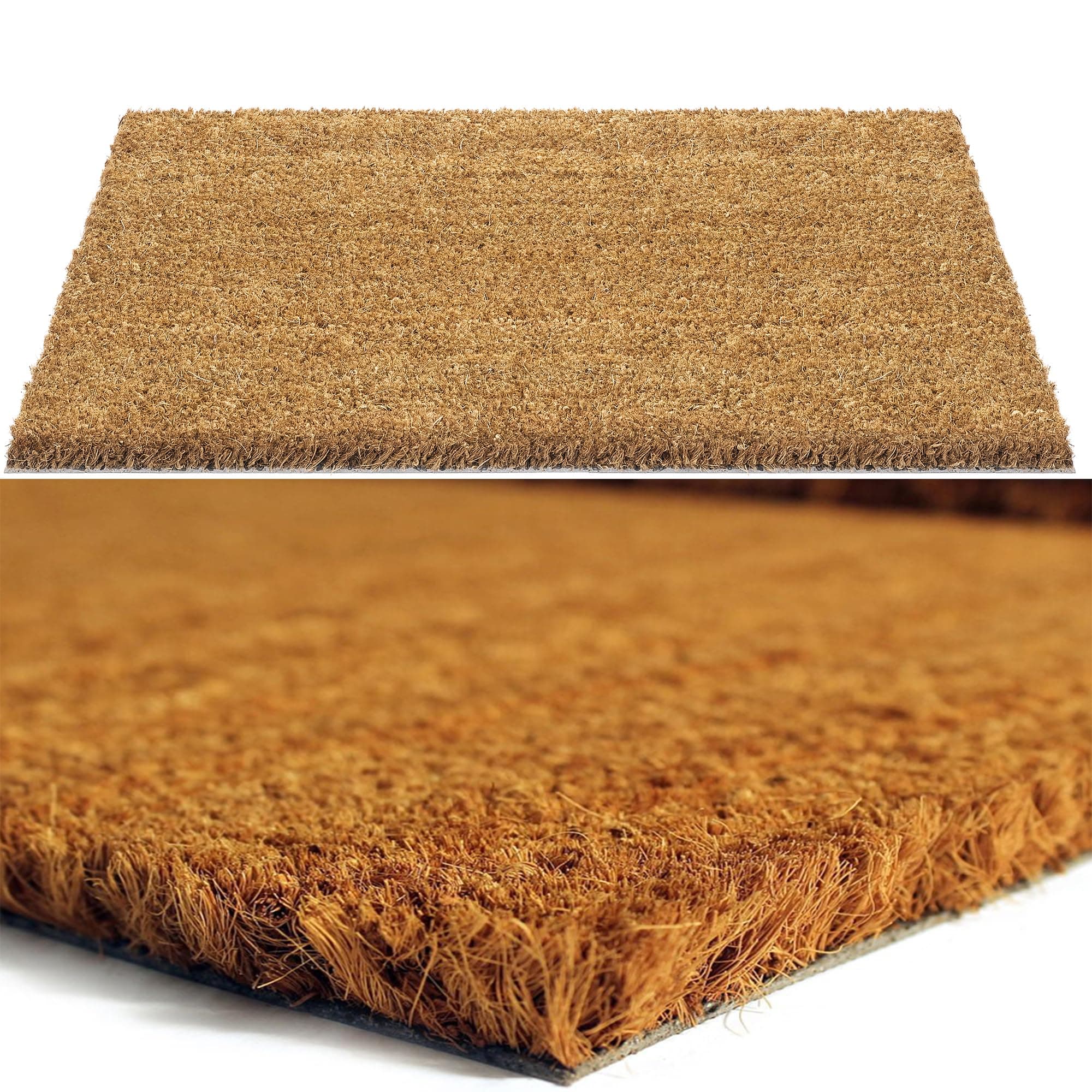 AQS INTERNATIONALExtra Large Natural 100% Coir Door Mat - Coconut Entrance Matting, Dirt Trapper, Non Slip Door mats PVC Backing, Outdoor & Indoor Rug, Welcome Doormat (60x90cm)