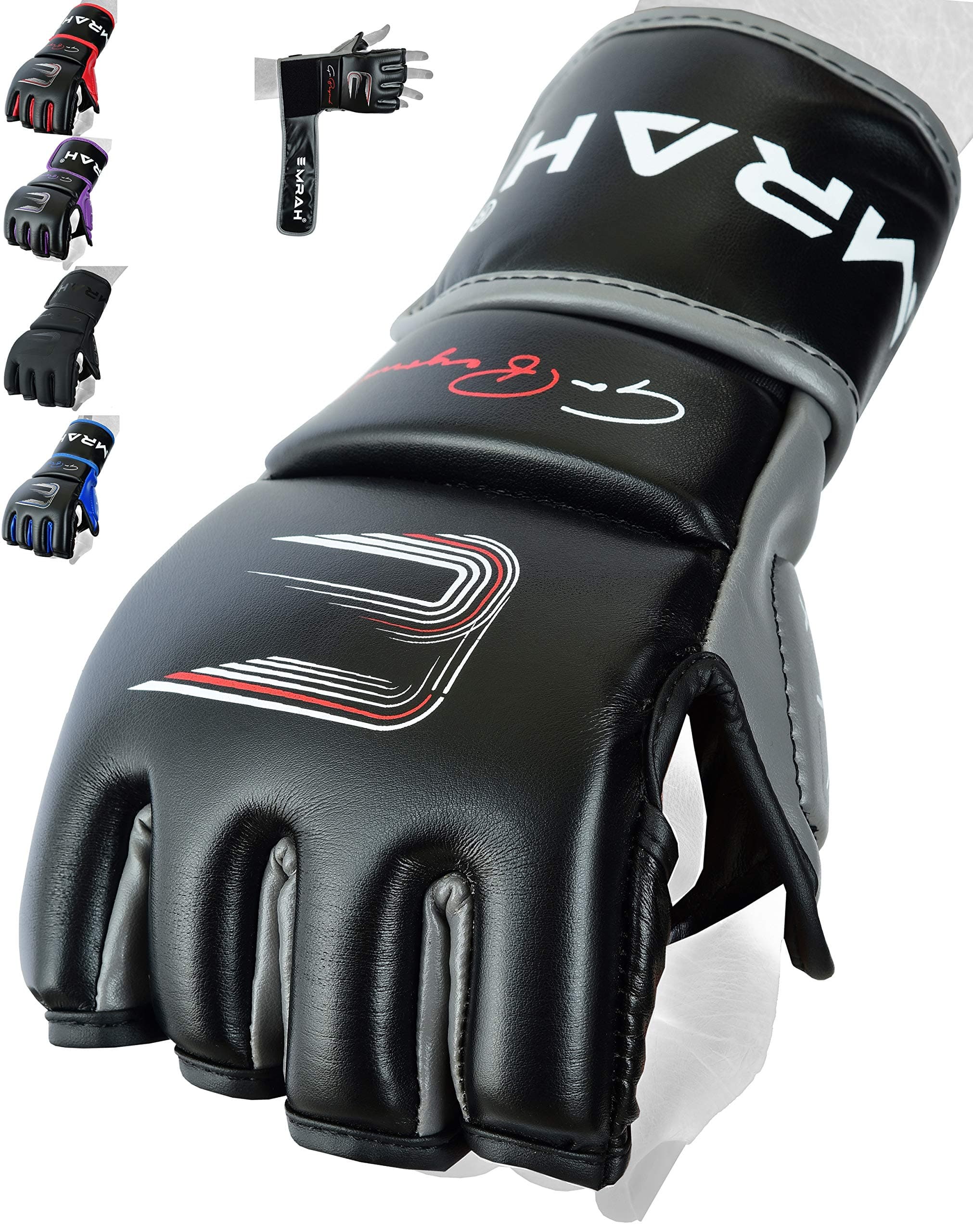 EMRAH MMA Gloves for Grappling Sturdy Hide Leather MMA gloves for Training