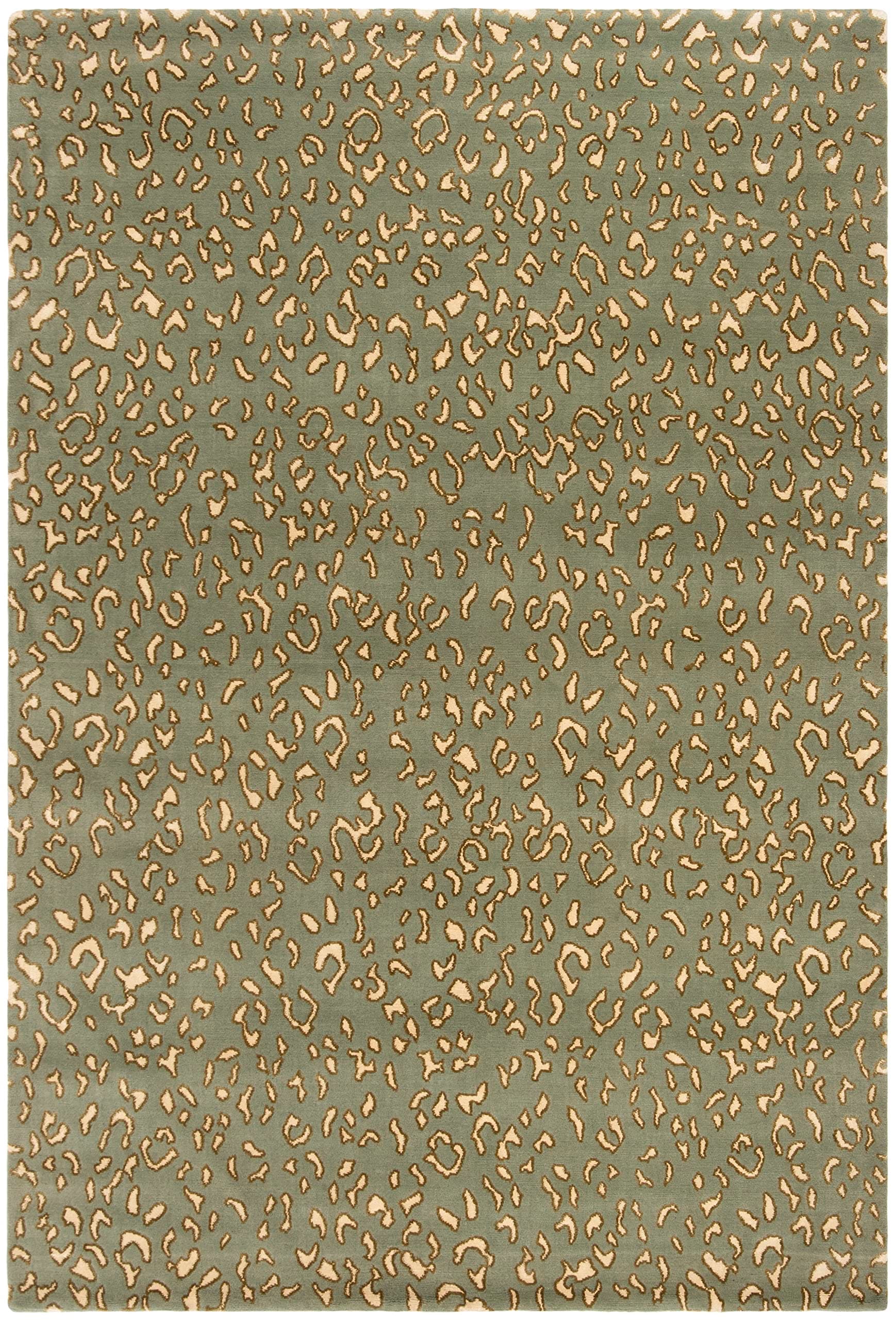 SAFAVIEH Nepalese Collection 4' x 6' Aqua / Cream SZK271A Hand-Knotted Leopard Print Wool & Silk Area Rug