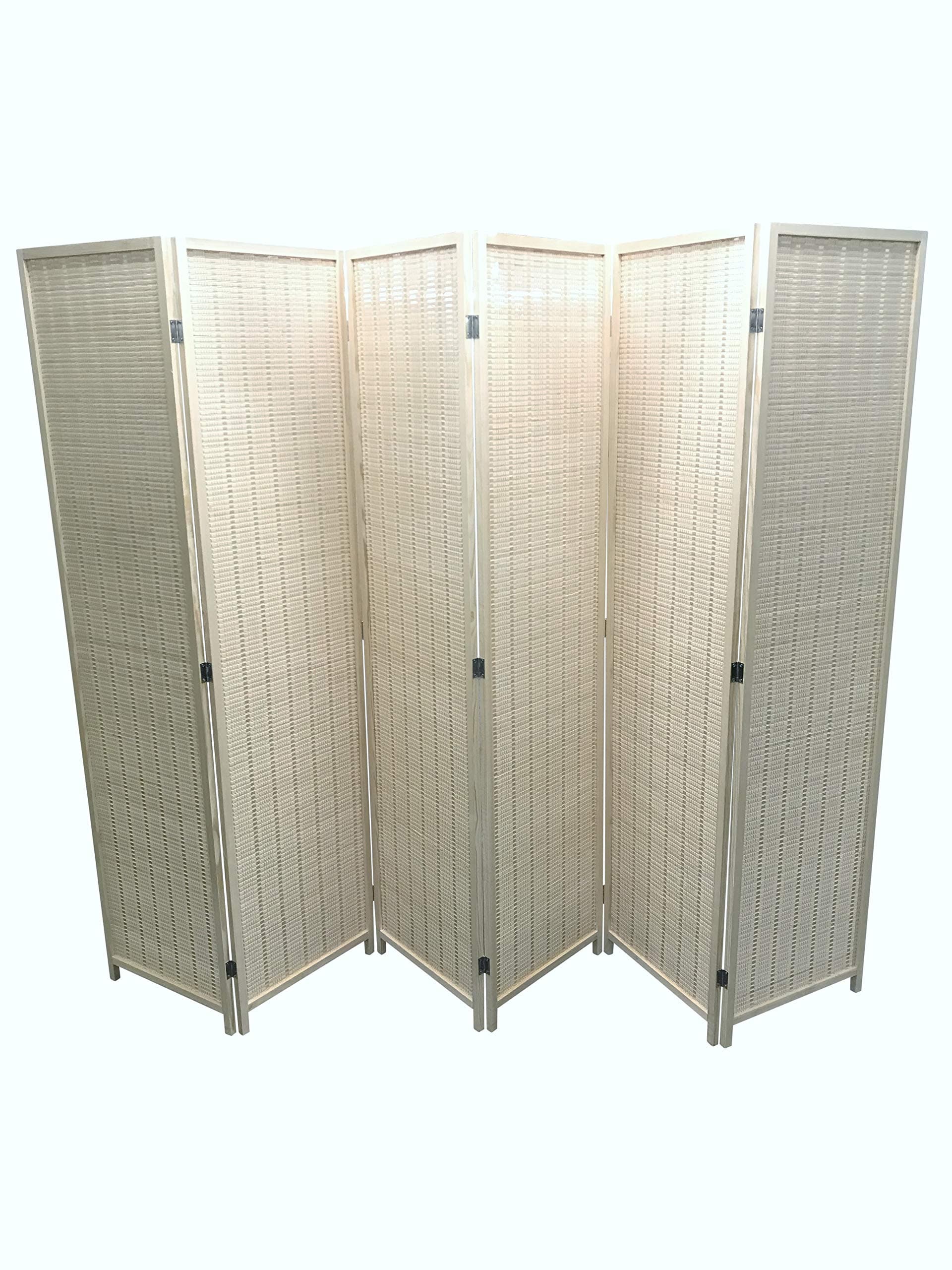 NATURAL 6 PANEL WOODEN BAMBOO ROOM DIVIDER/PARTITION/PRIVACY SCREEN