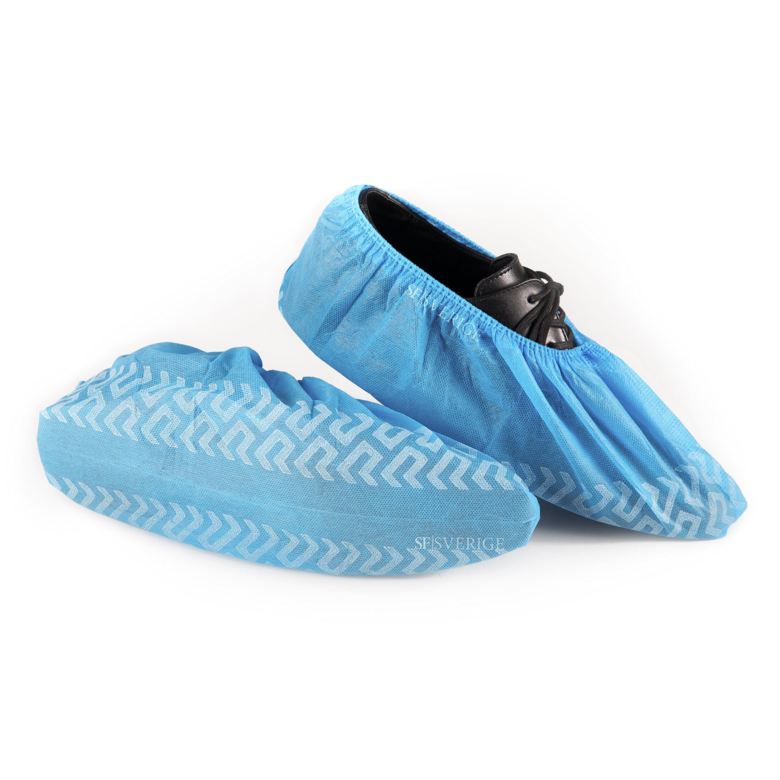 SF Sverige Premium Disposable Boot & Shoe Covers | Non-Skid 100-pack (50 Pairs) | One Size Fits All Up to L, Blue | Guaranteed Protection For Shoes & Floors