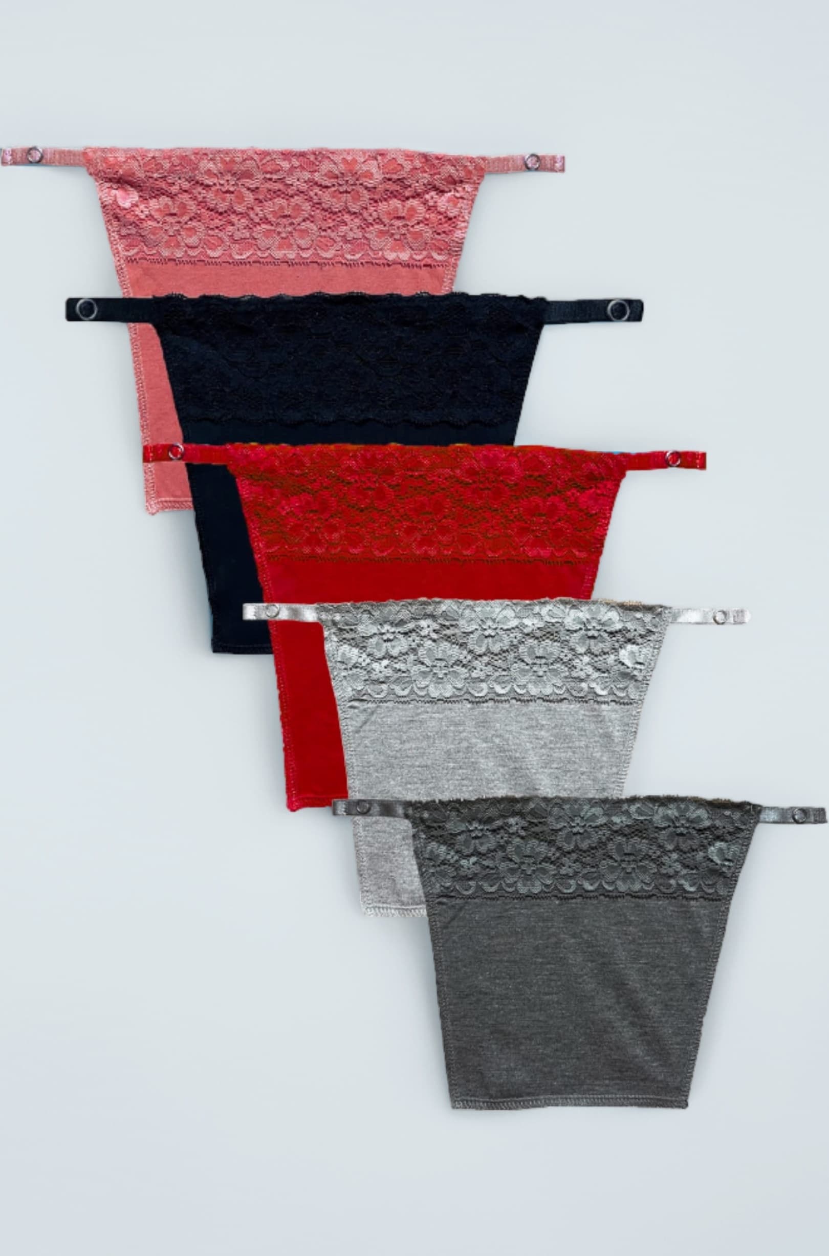 Camisole for Women Cotton Clip On Mock Lace Cami Secret Feel Confident with Cleavage Cover Up for Deep Neck Pack-of-5