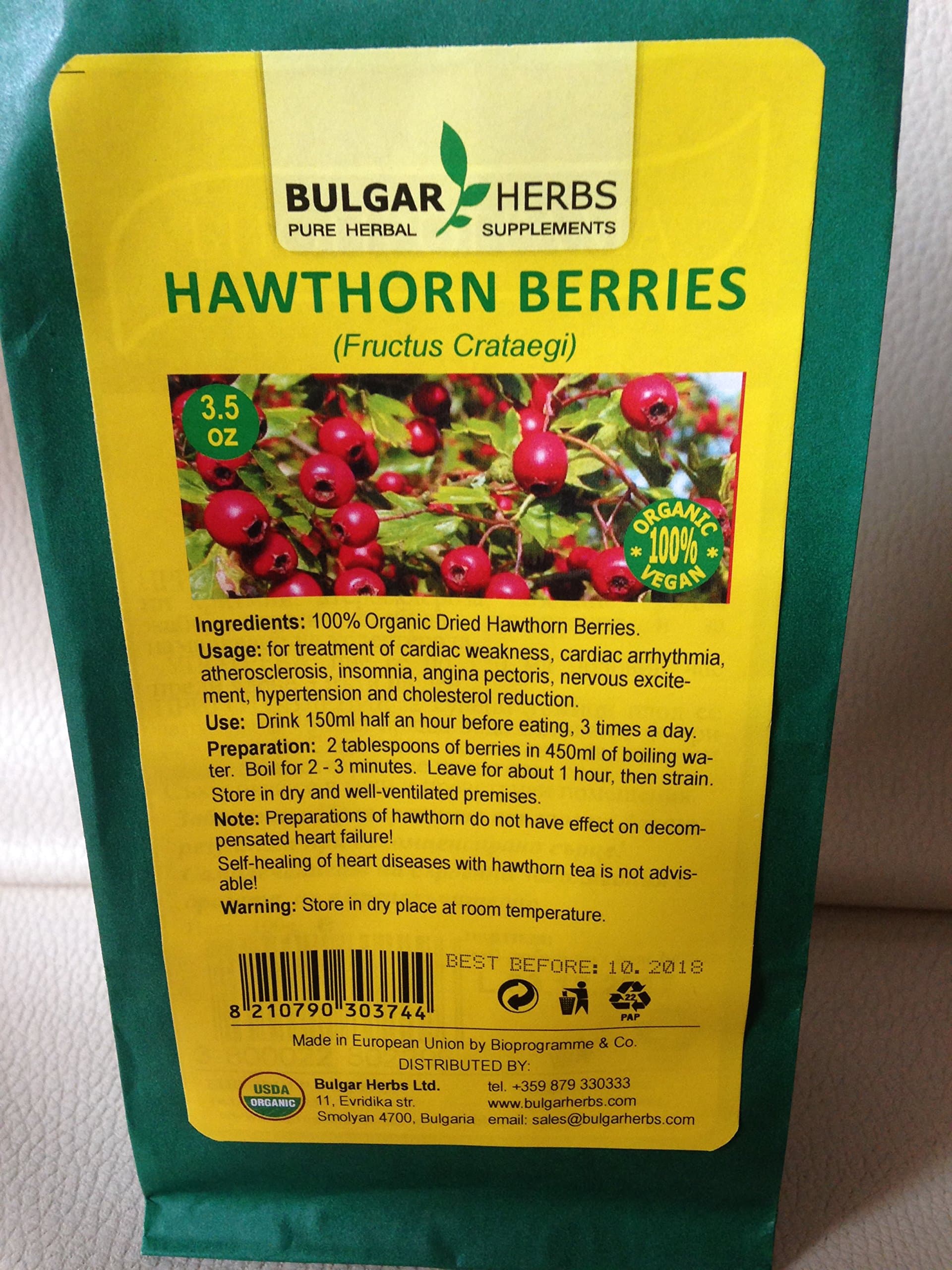 Organic Dried Hawthorn Berries (Fructus Crataegi) 3.5 Oz.