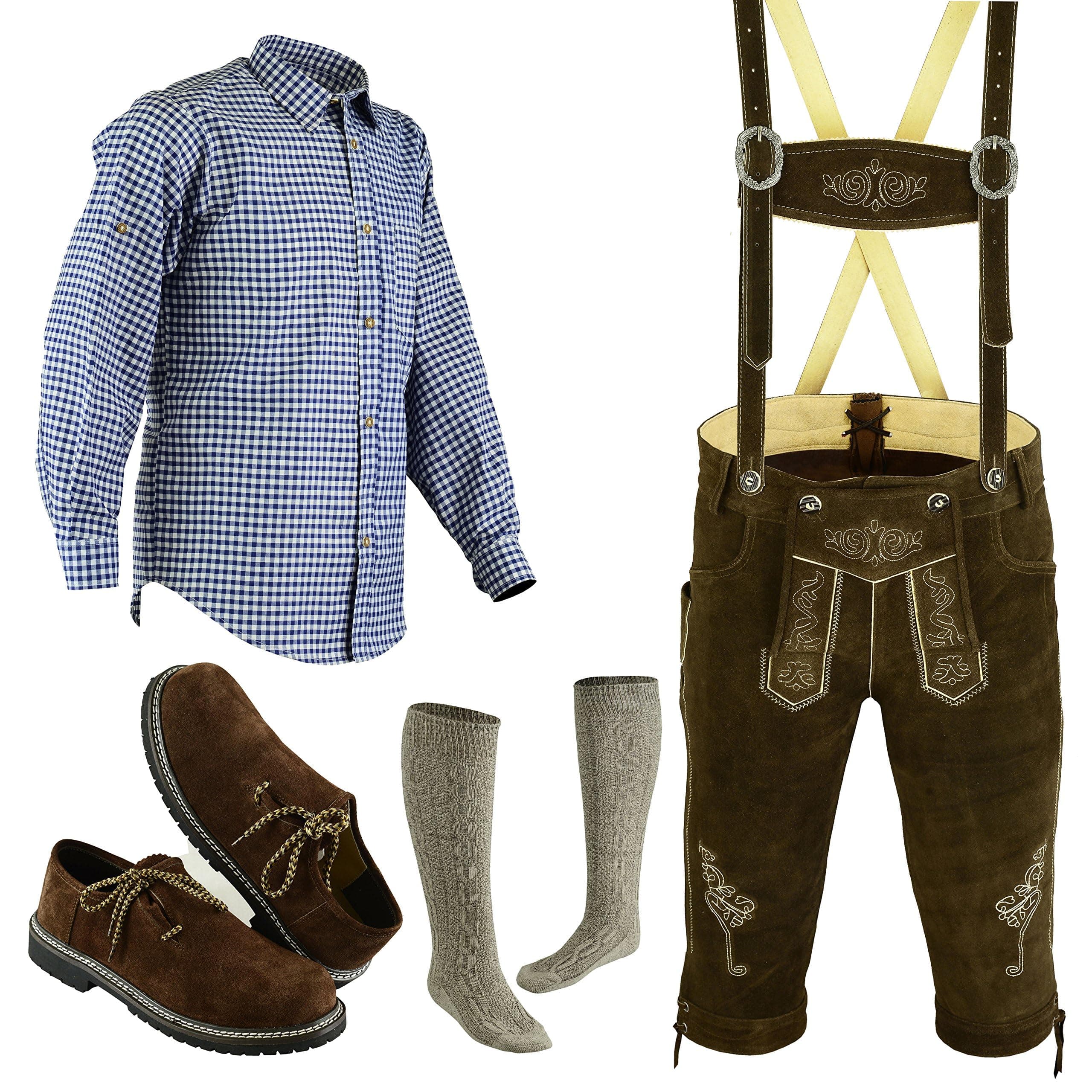 Authentic Bavarian Style 4 Pcs Kneebound Complete Set Lederhosen for Men Oktoberfest Costume – Oktoberfest Outfits Men