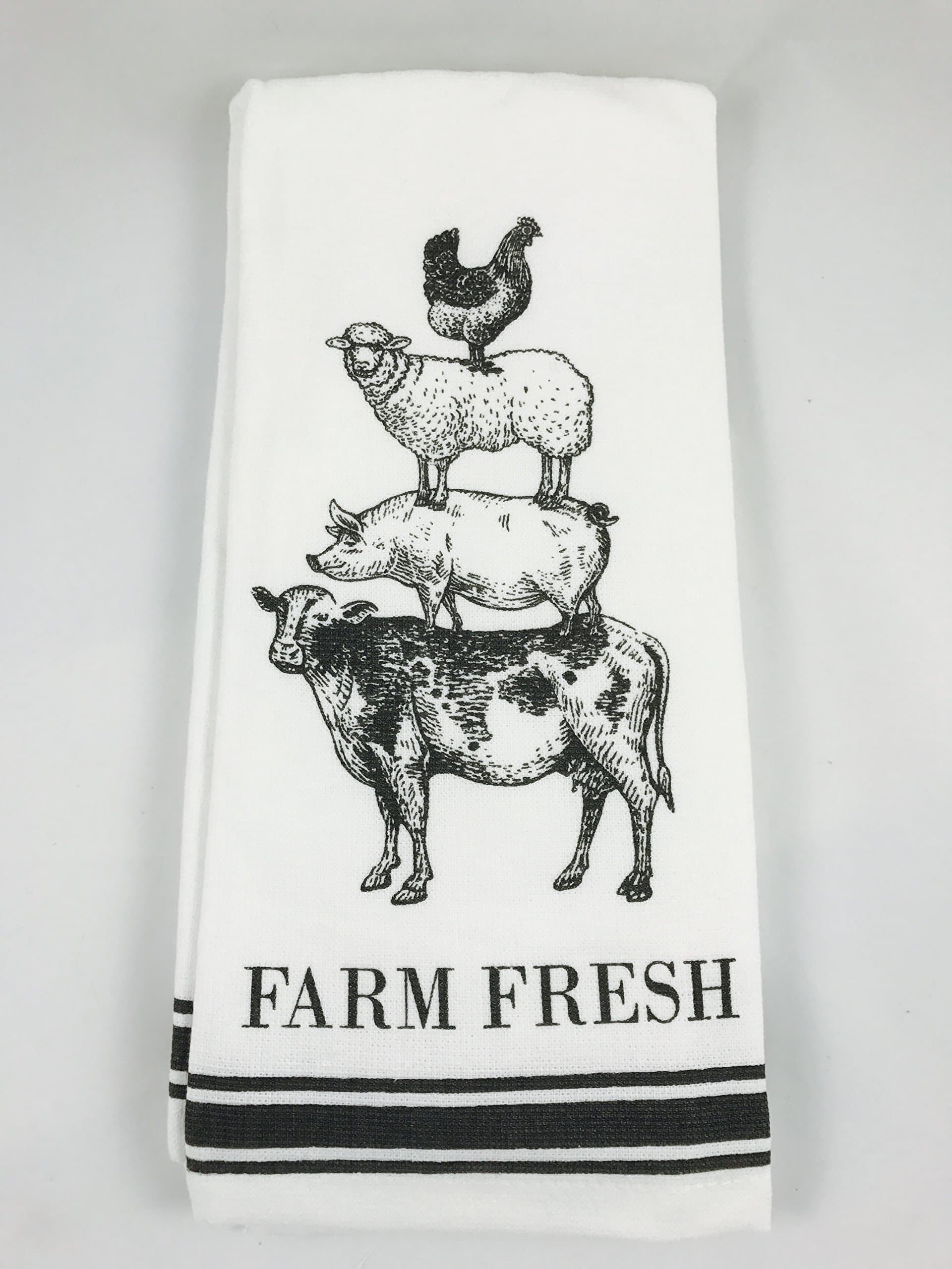 Casaba Farm Fresh Gray White Kitchen Towel Set of 2