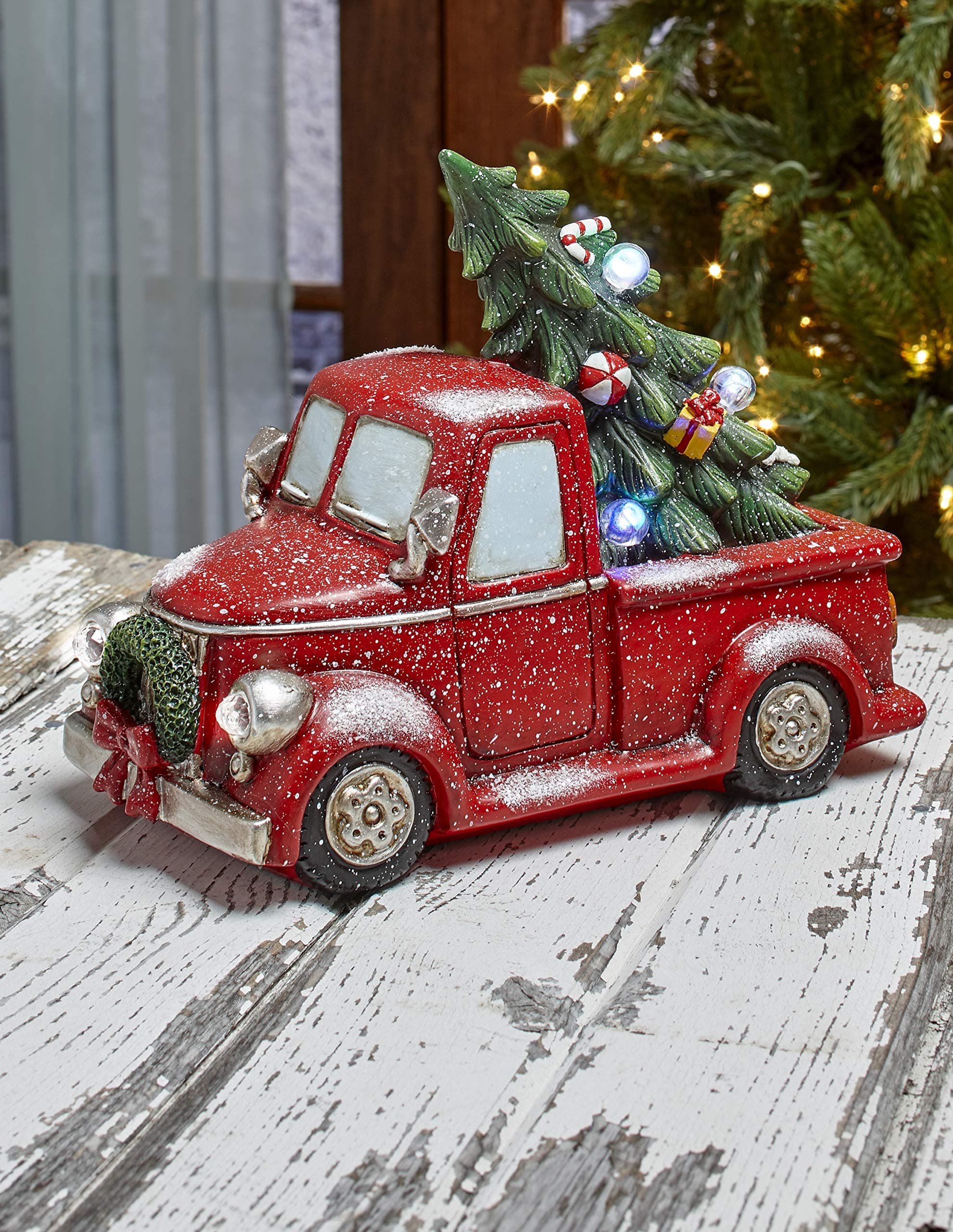 The Lakeside Collection Lighted Christmas Decoration - Red Pickup Truck with Tree