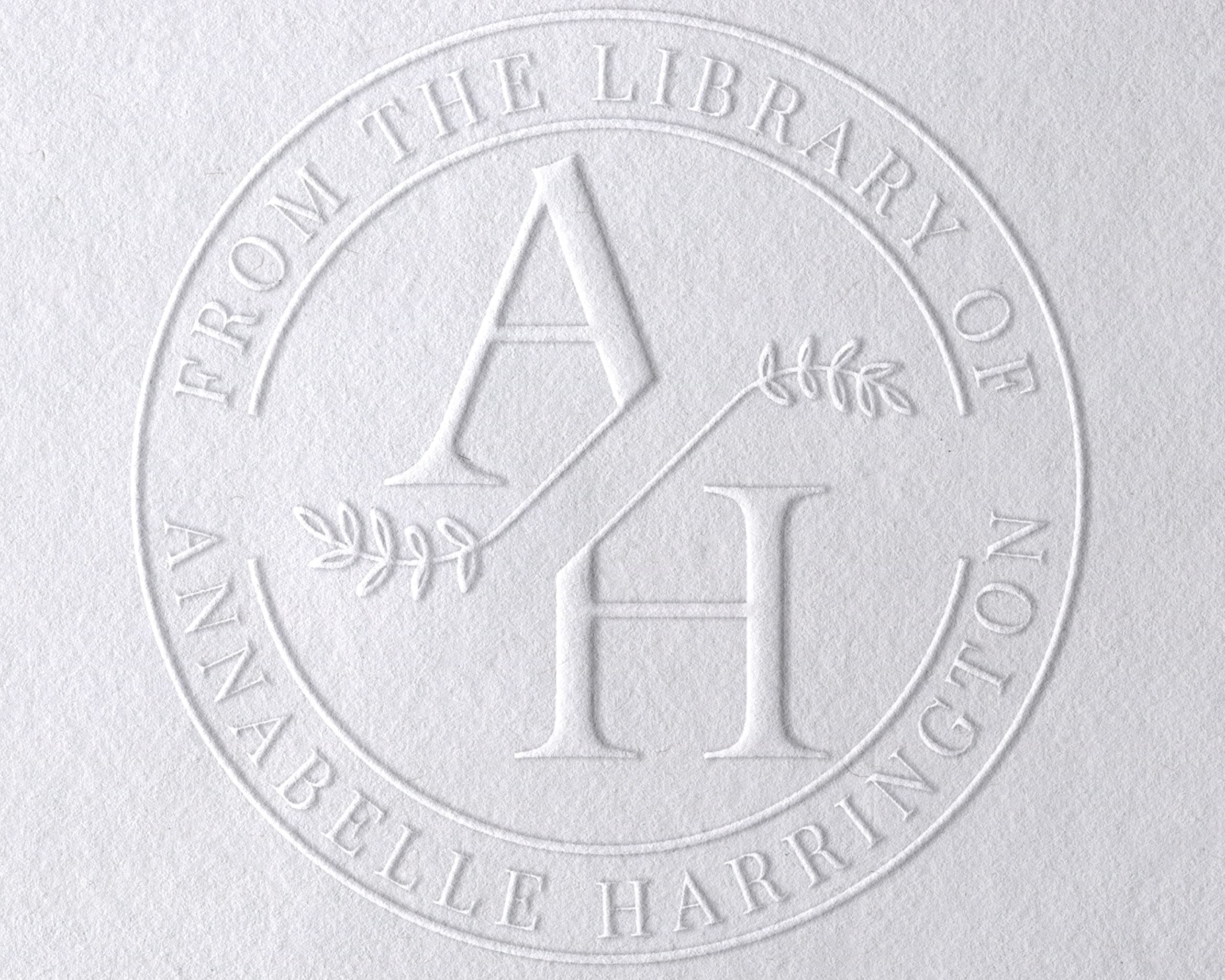 From The Library Of | Ex Libris Floral Book Stamp Personalized Teacher Custom Monogram Self-Inking Wood Handle (Monogram 1)