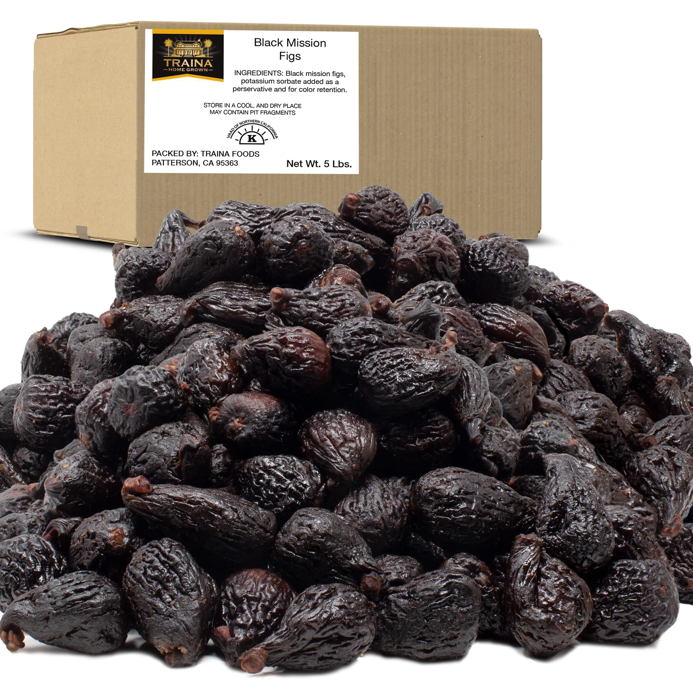Home Grown California Dried Whole Black Mission Figs - Healthy, No Added Sugar, Non GMO, Gluten Free, Kosher Certified, Vegan, Value Size (5 lbs)