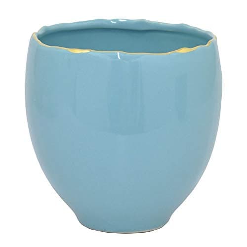 Three Hands W/Gold Benzara HRT-62984 Ceramic Planter, 5.75", Blue/Golden