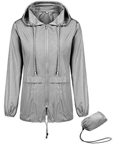Womens Lightweight Raincoat Waterproof Packable Rainwear Outdoor Windproof Hooded Active Rain Jacket