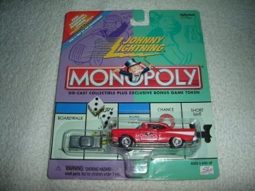 Johnny Lightning - Monopoly - Illinois Avenue - '57 (1957) Chevy Replica (Red) w/Exclusive Bonus Miniature Metal Game Token by Playing Mantis, Inc.