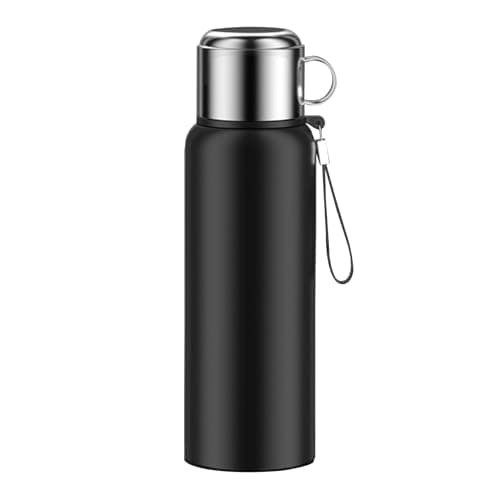 jyibinee Insulation Cup, 600/800/1000/1200/1500MLStainless Steel Vacuum Flask with Temperature Display Portable Hot And Cold Water Bottle Silver 1200ml