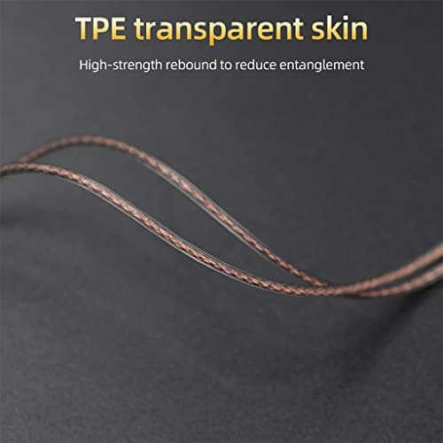 KZ New 0.75MM Type B Tangle Cable for IEM, High-Purity Oxygen-Free Copper Twisted Flat Upgrade Cable with 3.5MM Gold Plated Plug (No Mic, 0.75MM Type B)