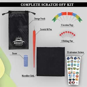 Bright Standards Scratch Off Map of The United States - Scratch Off USA Map Kit, 50 Pc Set, 85 Landmarks, US National Parks, Scratchable Adventure Maps Poster, Travel Journal, Gifts for Travelers