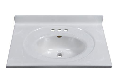 Imperial FS2519W Bathroom Vanity Top with Recessed Center Oval Bowl, White on White Gloss Finish, 25-Inch Wide by 19-Inch Deep