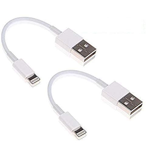 Classico Tynub Short Power Bank Charging USB Data Cable for iPhone 5, 5S, 6, 6S and 6S Plus 7, 7 Plus, 8, 8 Plus, X, XS and XR (White, 10 cm) - Pack of 2