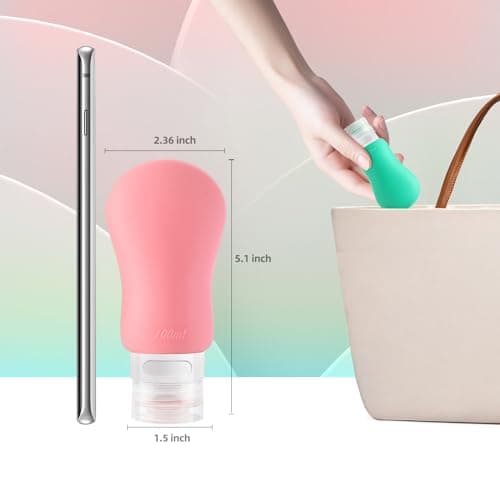 Portable Travel Bottles Set, AMMAX Leak Proof Squeezable Silicon Tubes Travel Size Toiletries Containers, TSA Carry On Approved Refillable Travel Accessories for Shampoo Liquids 4 Pack (3 fl. oz)